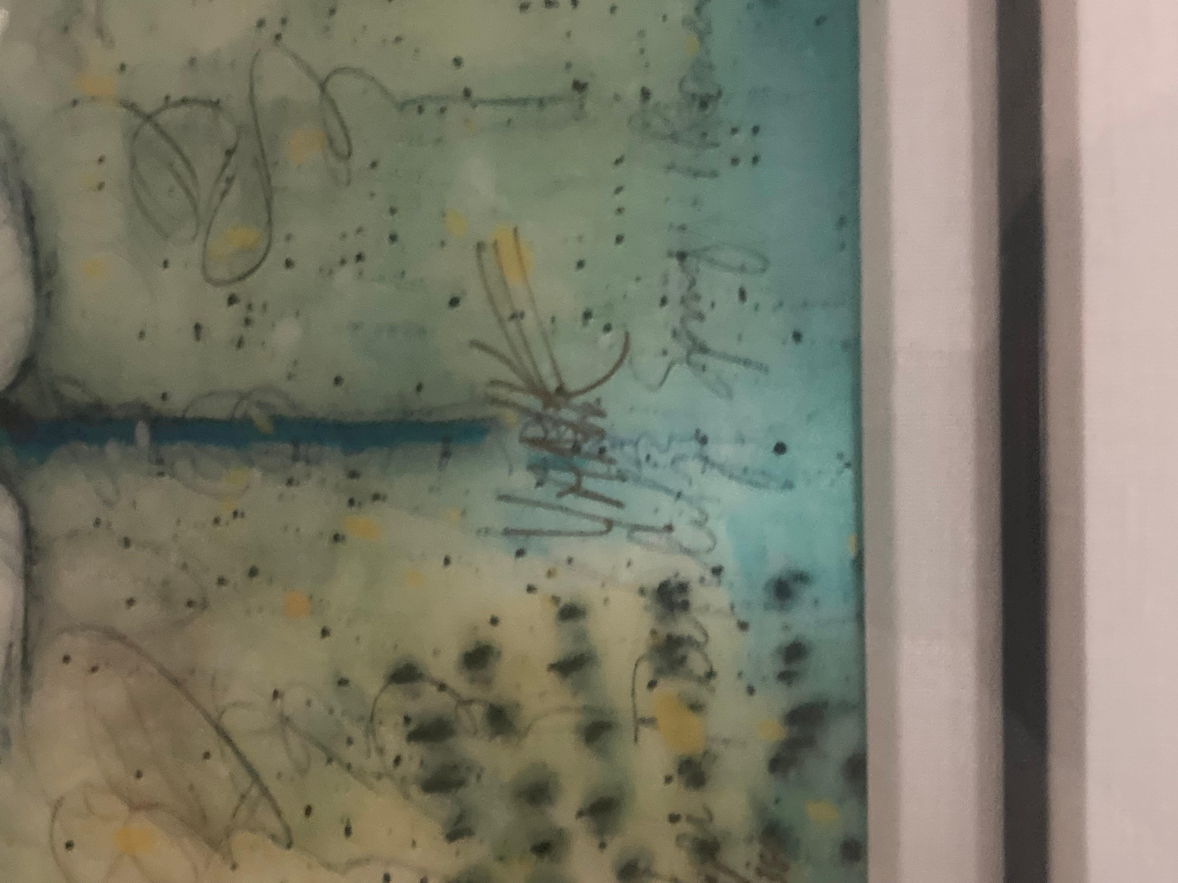 Tim Yanke Green Spring Holographic Dragonfly signed and numbered. In good condition measures 24x22