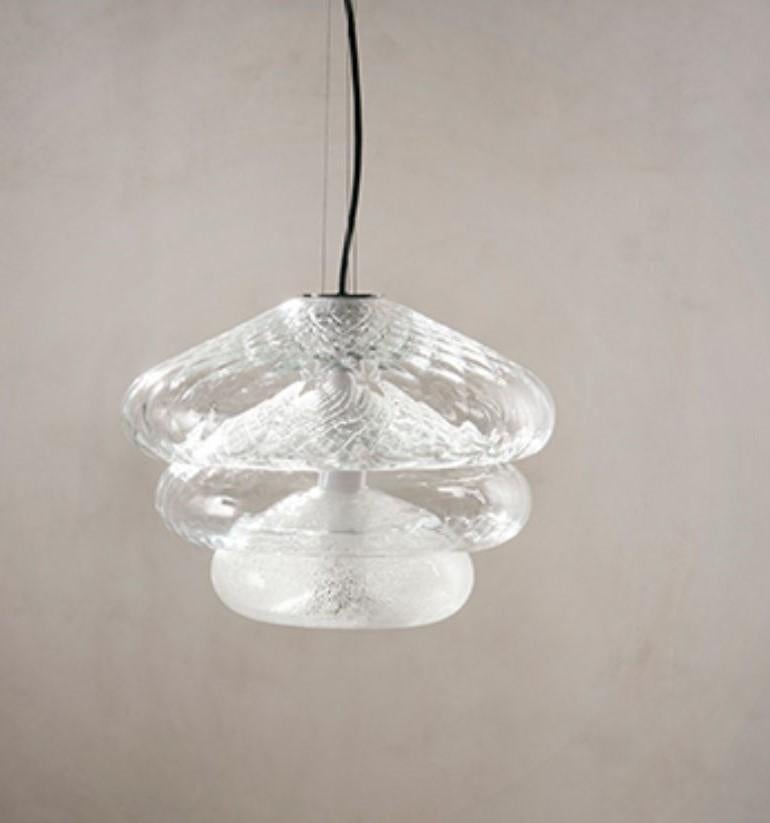 Tima pendant light by Luca Nichetto
Materials: Shade: Clear/Grigio Kaiser/Amber mouth blown glass
Structure: Bronze satin, black chrome, glass
Dimensions: W 44.2 x D 44.2 x H 34 cm



In the roundness of their sinuous bodies and surprising