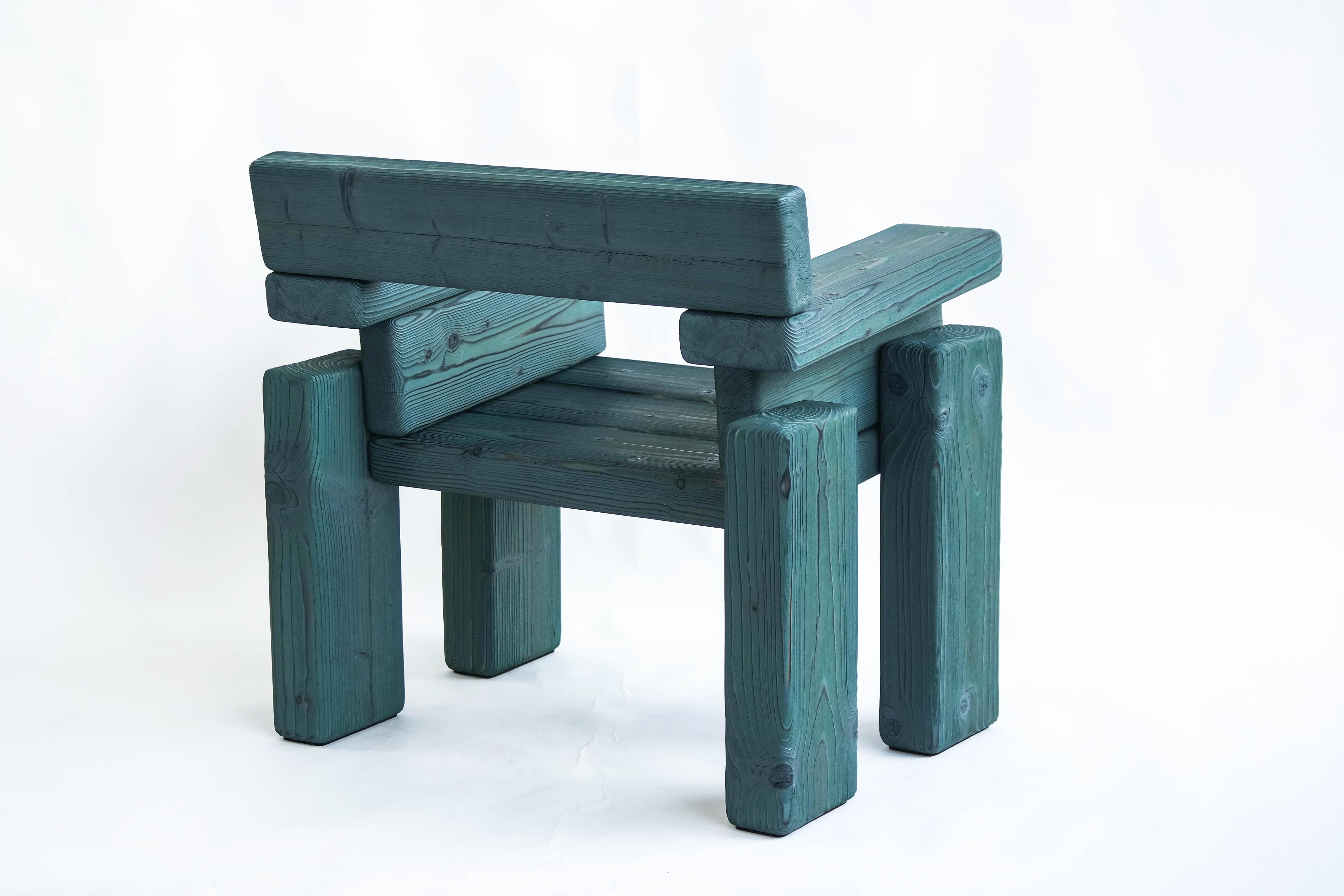Pine Timber Armchair by Onno Adriaanse For Sale