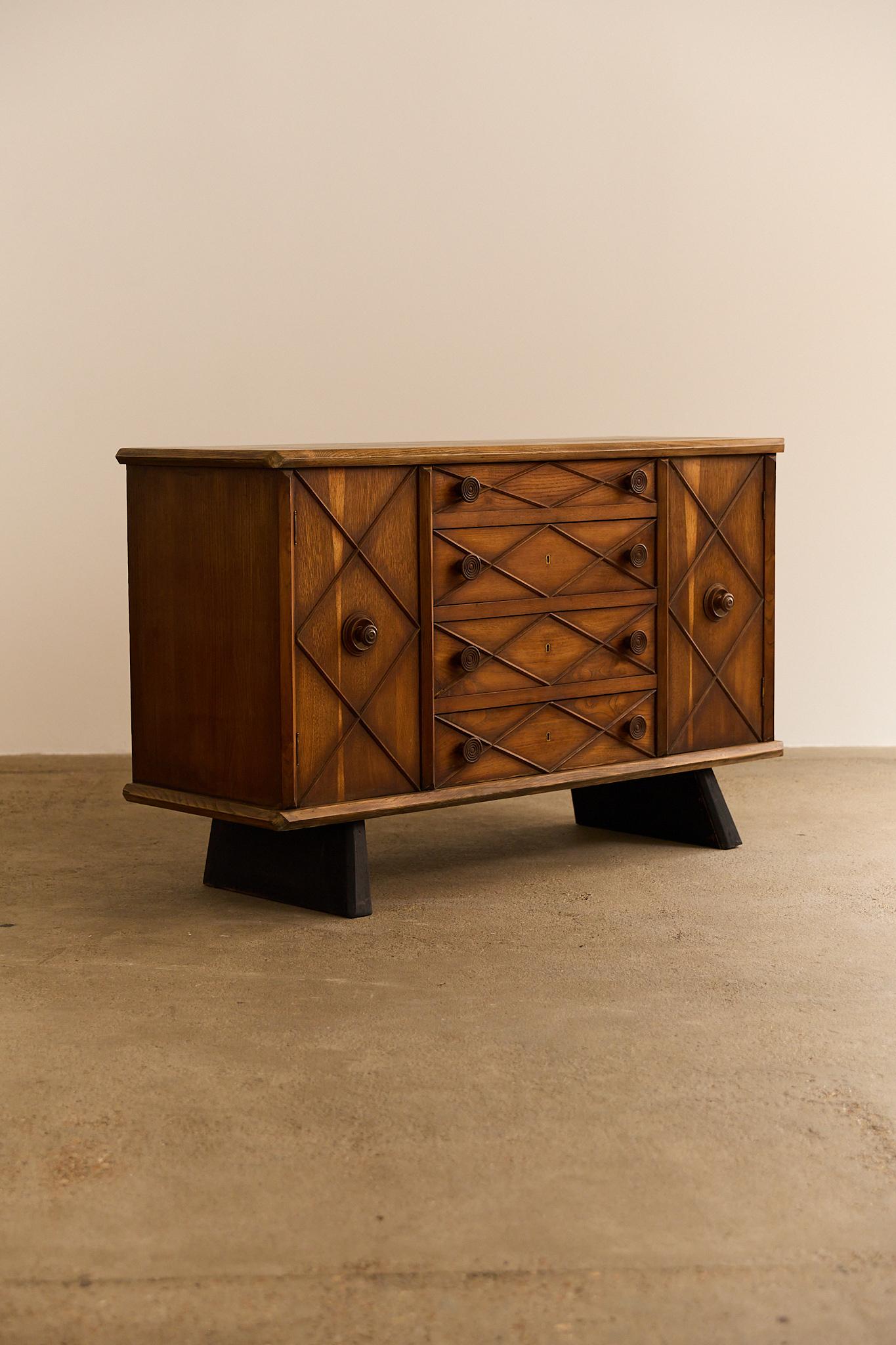 Mid-Century moderno Cassettiera in legno di Gianni Vigorelli in vendita