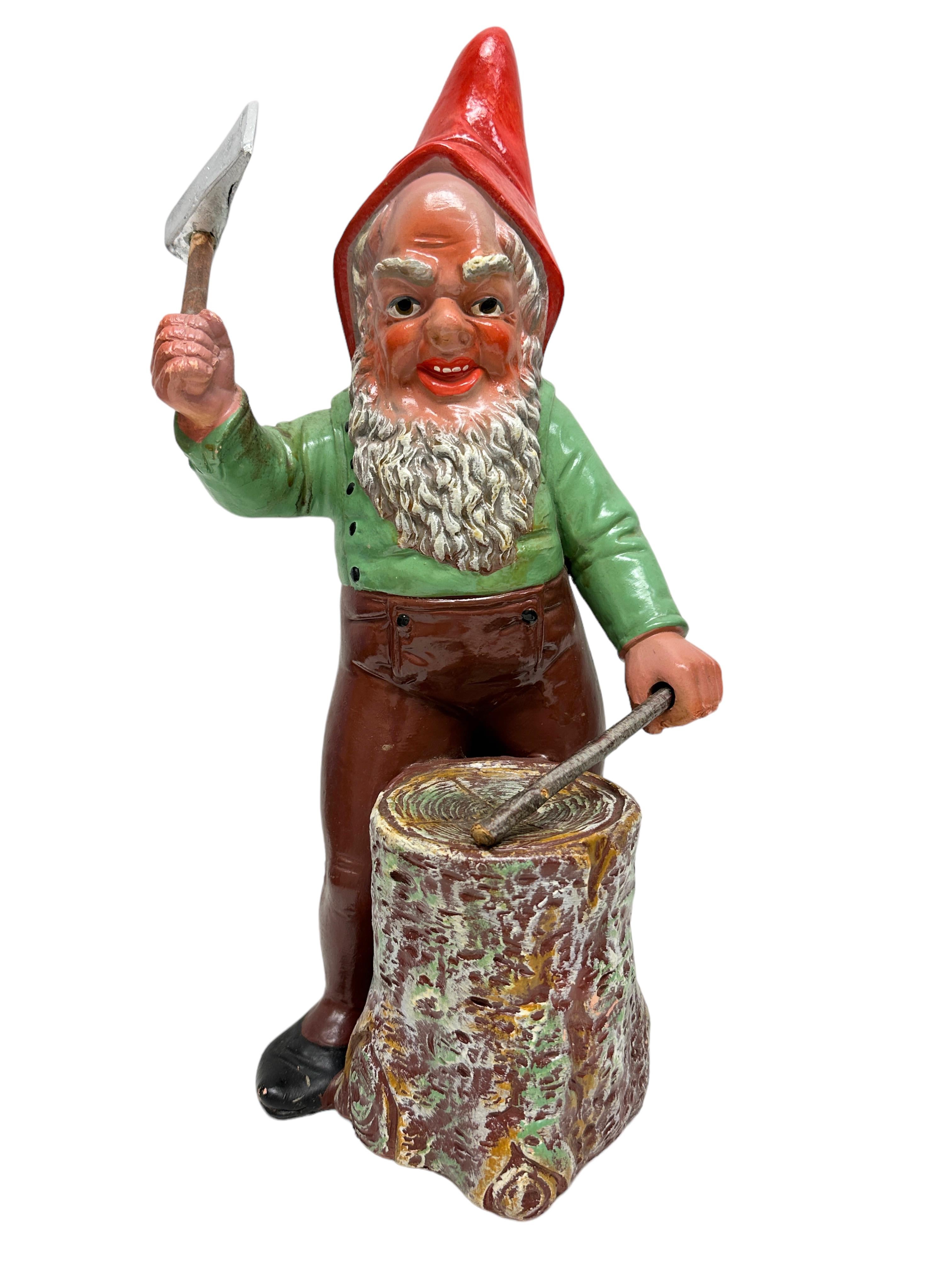 Timber man Vintage German Yard or Garden Gnome Statue, 1910s