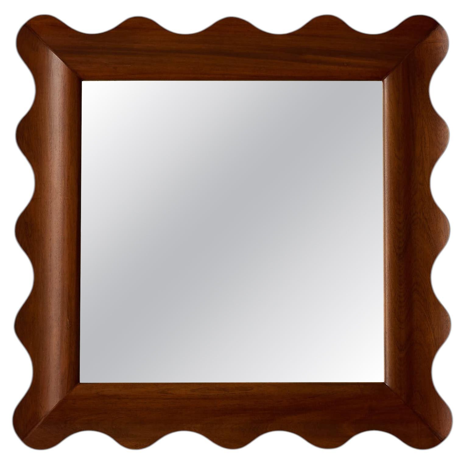 Timber Mirror with Scalloped Detailing For Sale