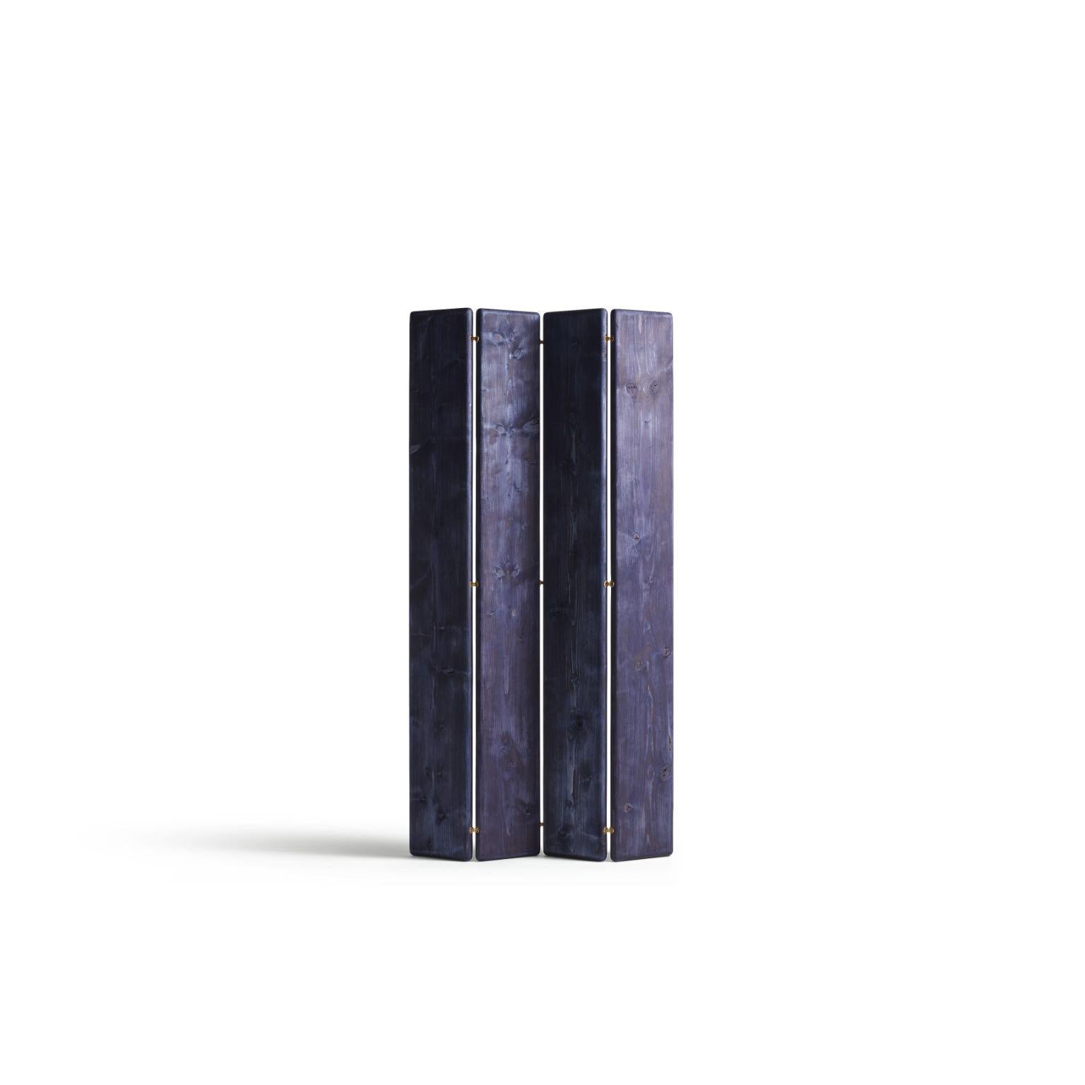 Timber Roomdivider by Onno Adriaanse
Signed and numbered
Dimensions: D 80x W 20 x H 180 cm.
Materials: stained pine wood, clear satin coating, brass hinges
Also available in Color: Indigo blue, purple-red, uncolored wood. More colors on request.