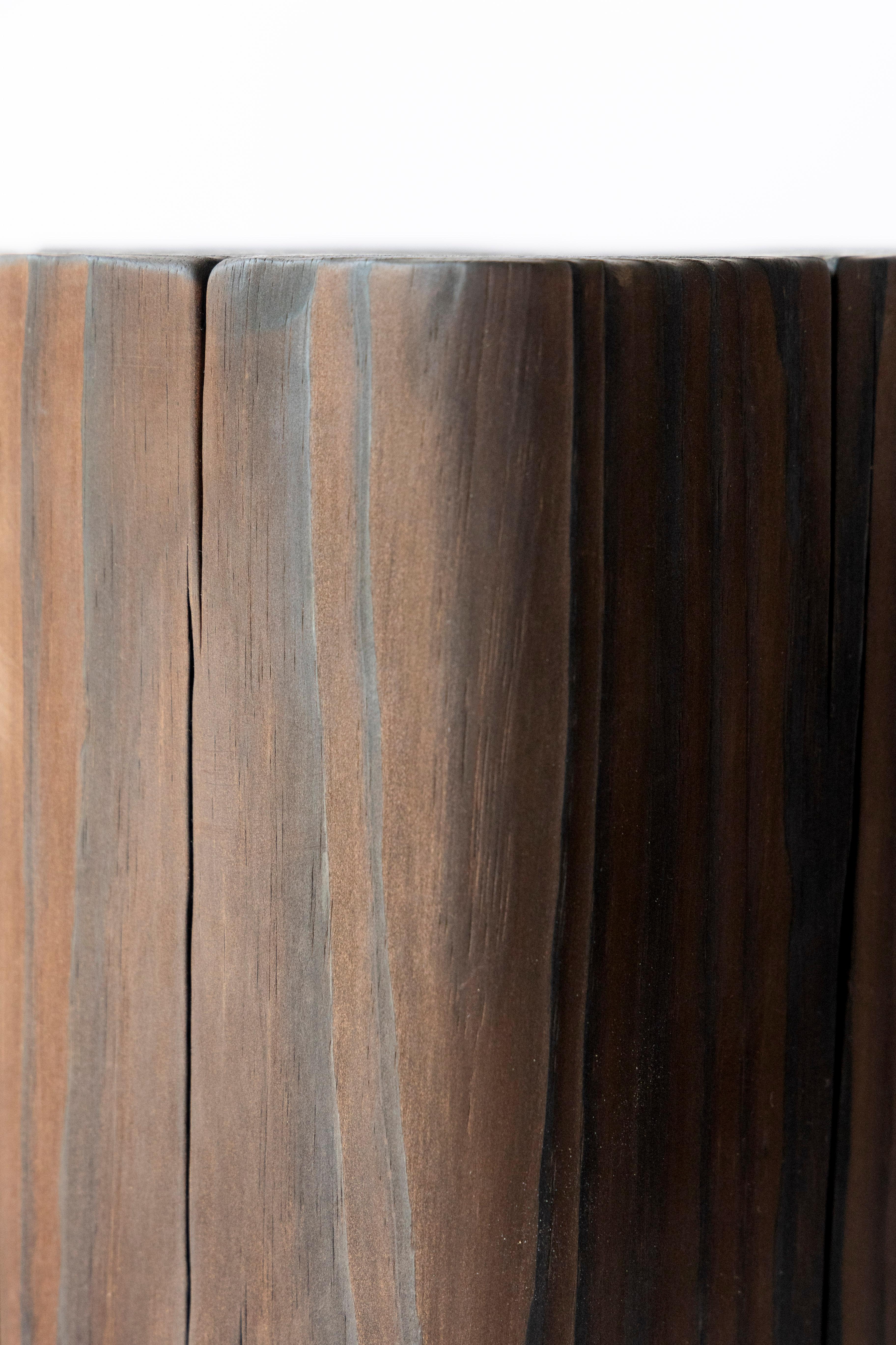 Brutalist Timber Side Table For Sale