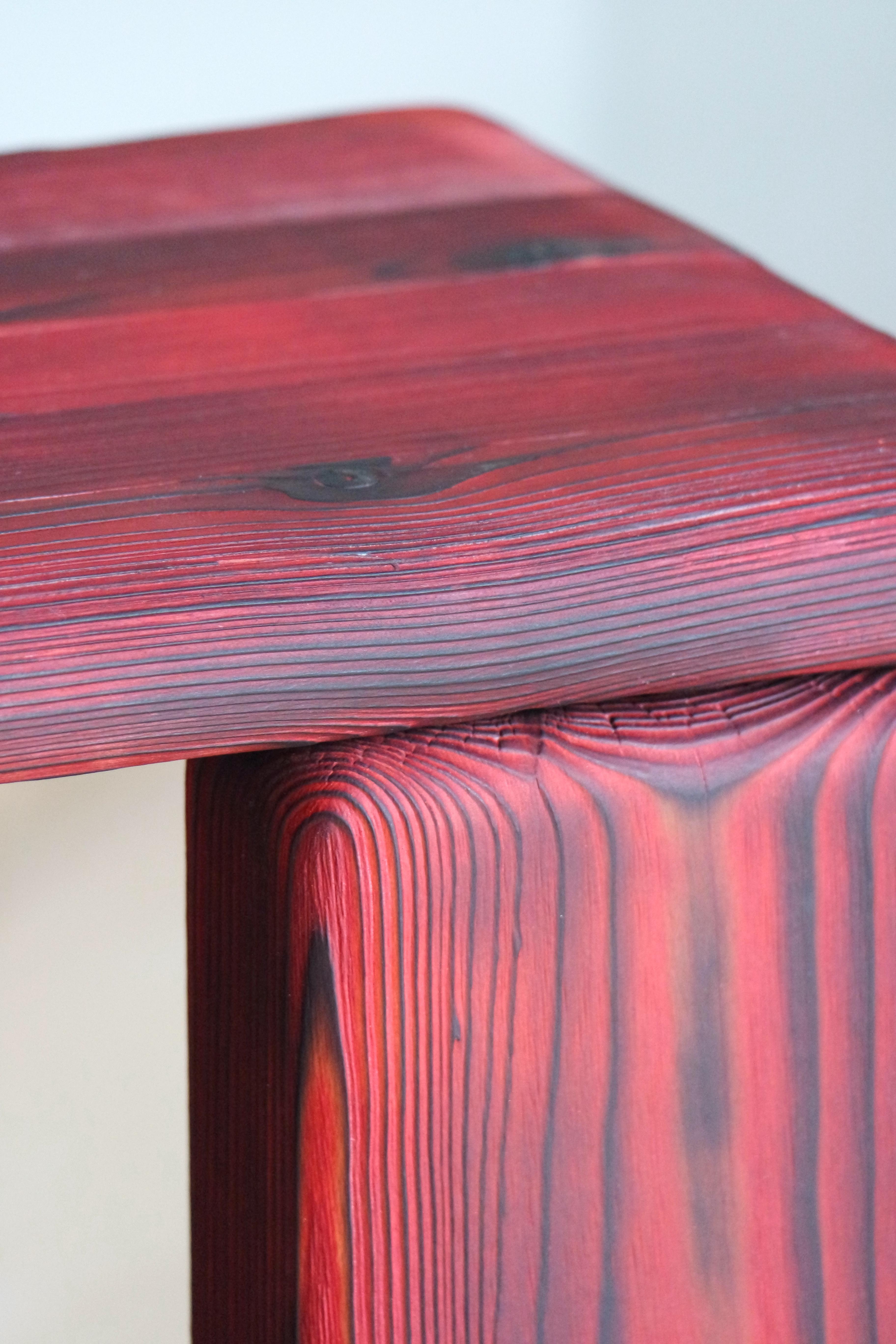 Post-Modern Timber Stool Burned Pine by Onno Adriaanse For Sale