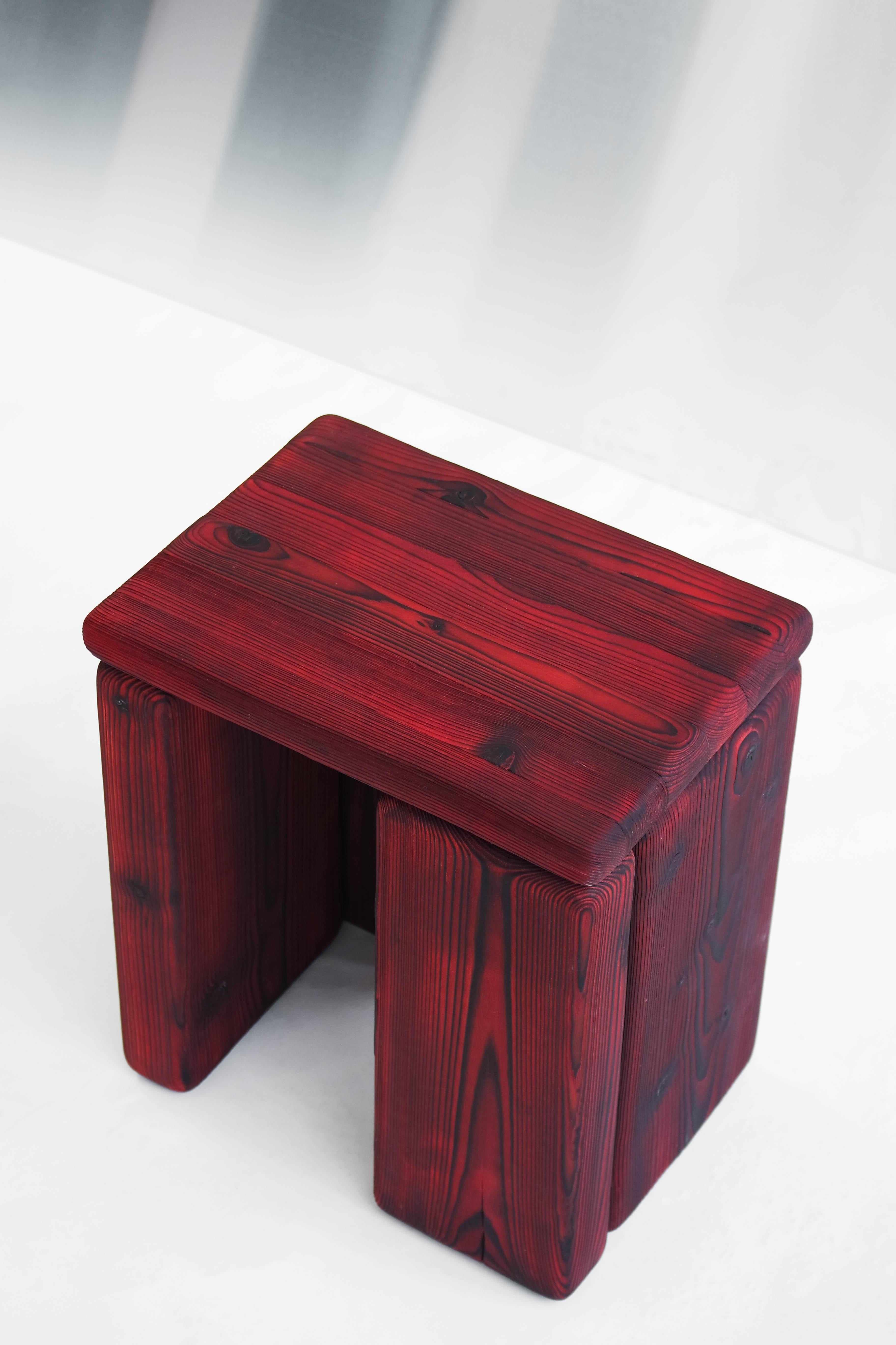 Timber Stool Burned Pine by Onno Adriaanse In New Condition For Sale In Geneve, CH