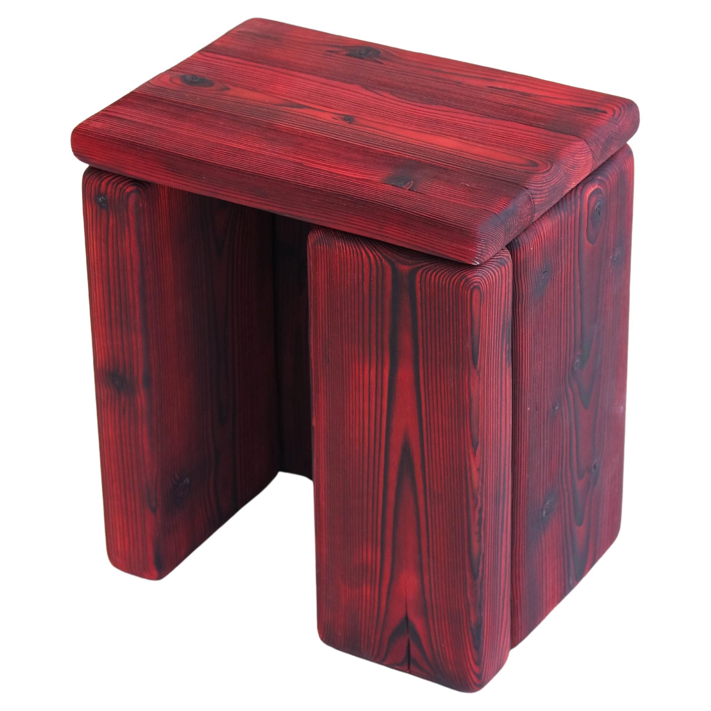 Timber Stool Burned Pine by Onno Adriaanse For Sale