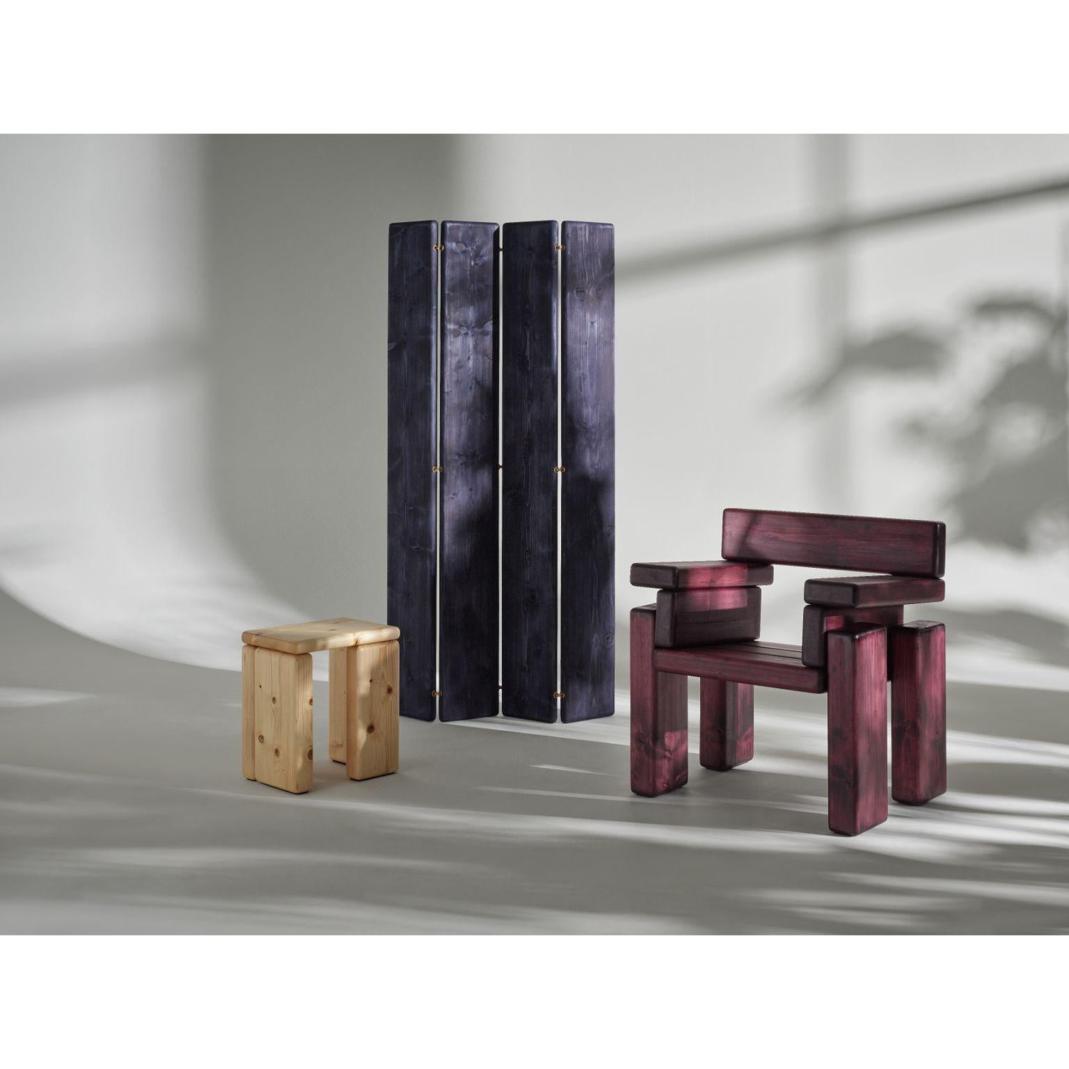 Contemporary Timber Stool Purple-Red by Onno Adriaanse For Sale
