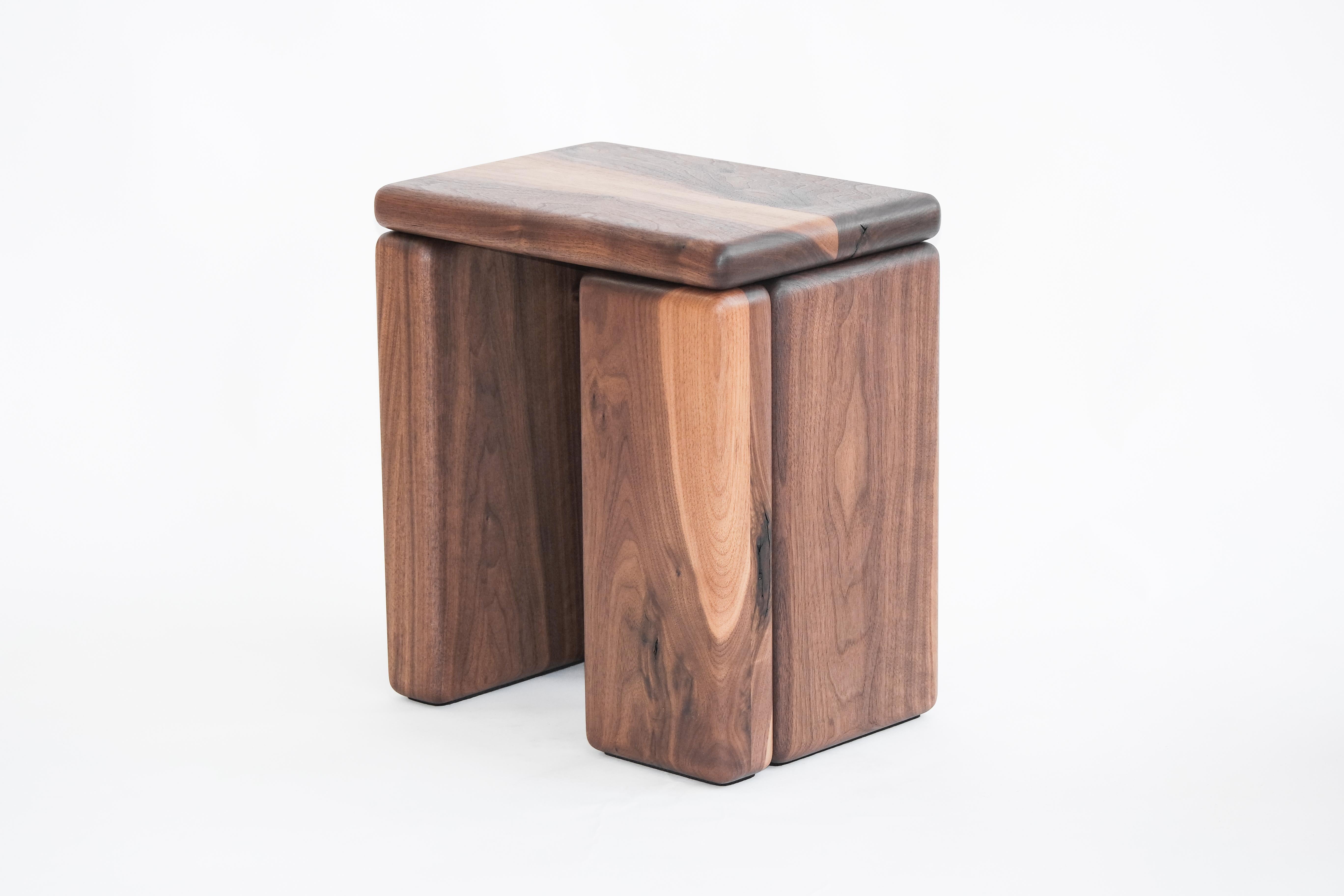 Timber Stool Walnut by Onno Adriaanse For Sale 7