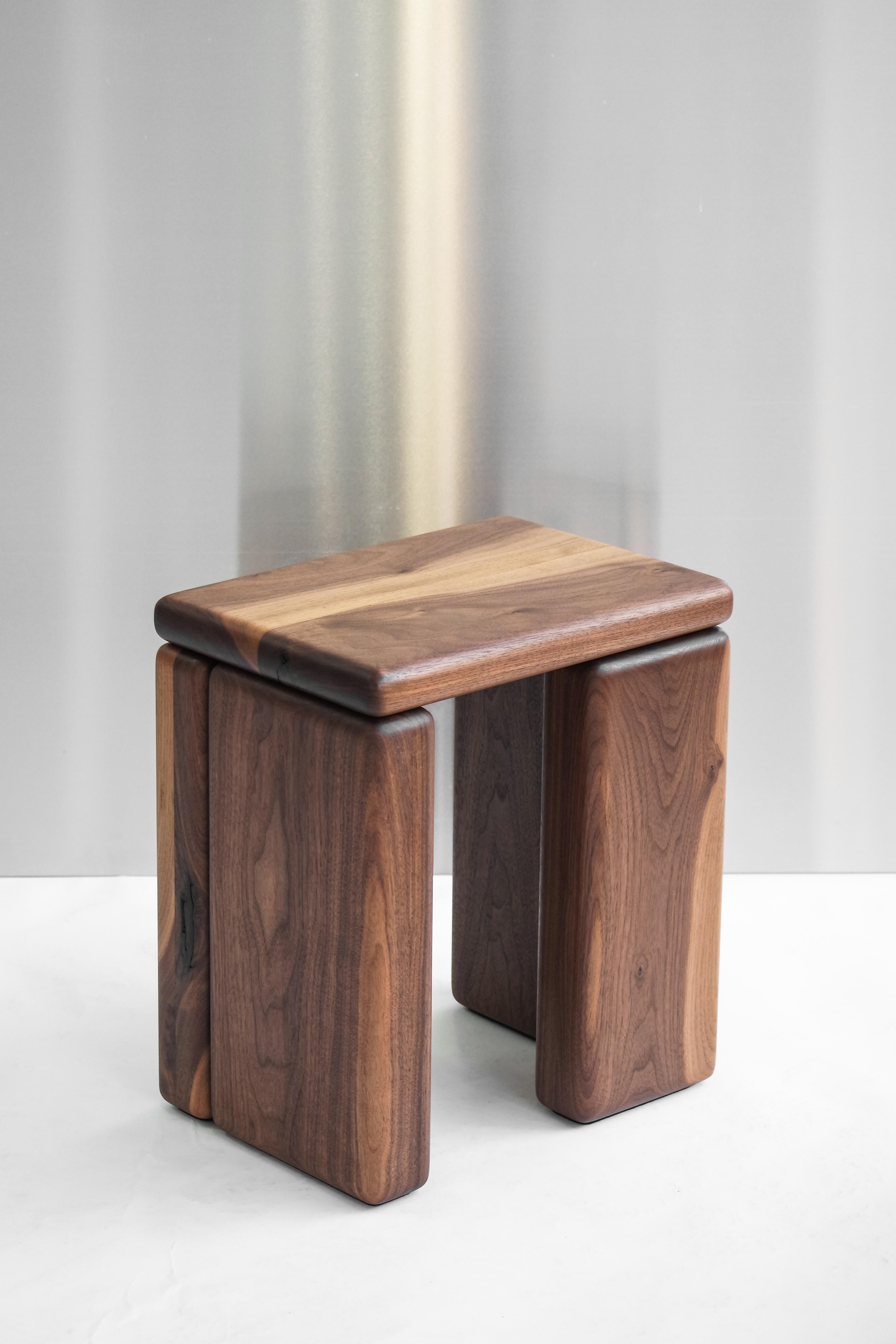 Post-Modern Timber Stool Walnut by Onno Adriaanse For Sale