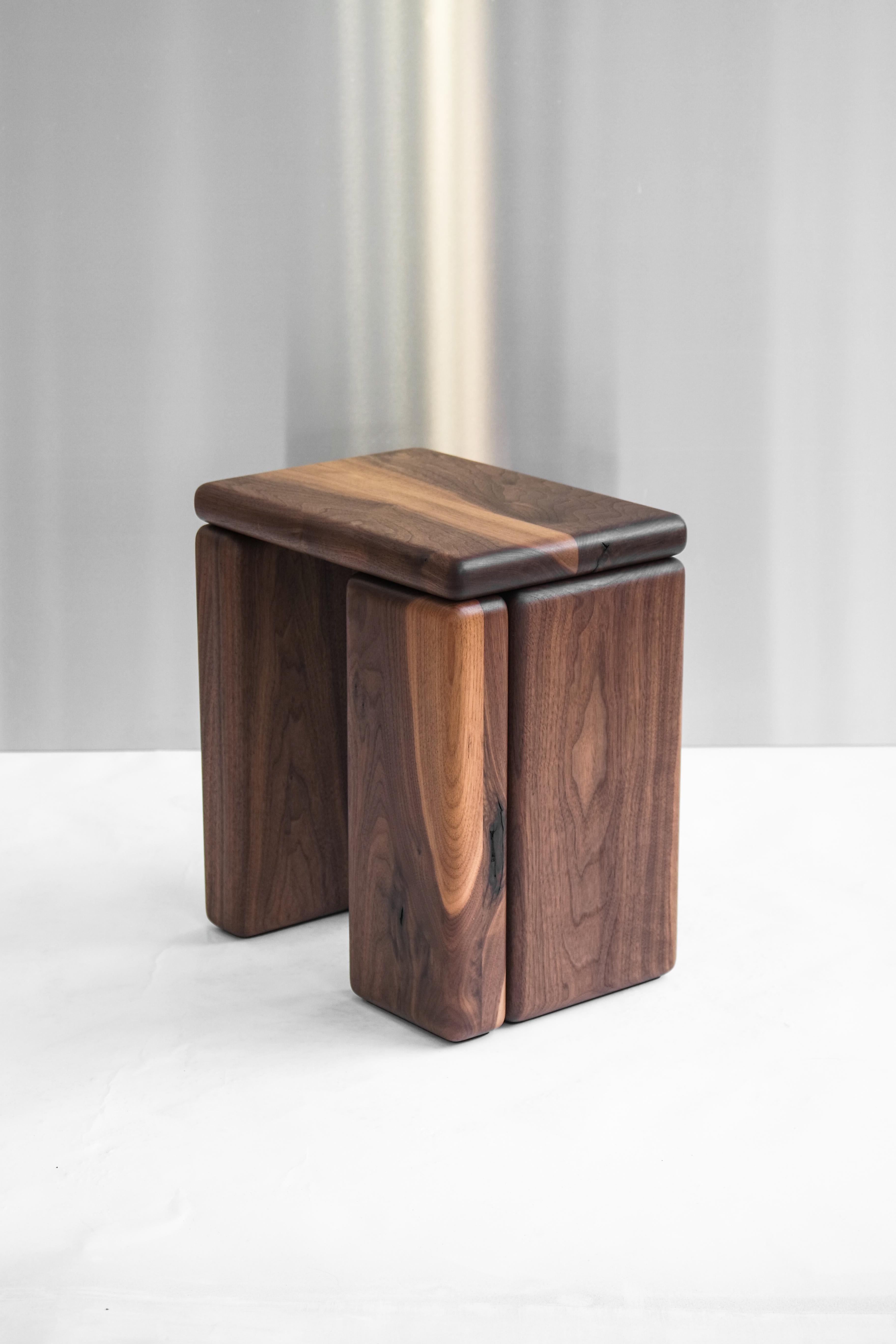 Contemporary Timber Stool Walnut by Onno Adriaanse For Sale