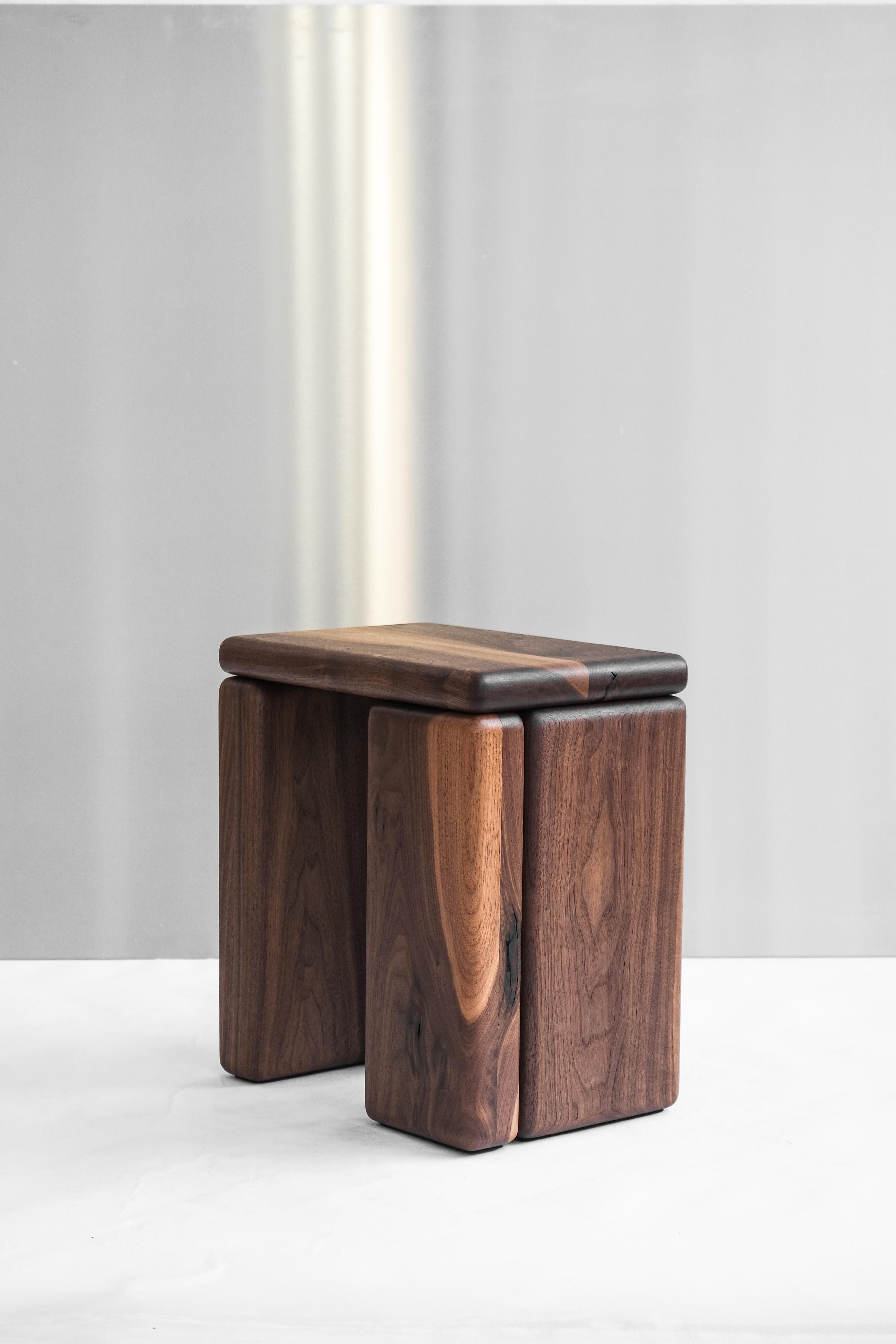 Coating Timber Stool Walnut by Onno Adriaanse For Sale