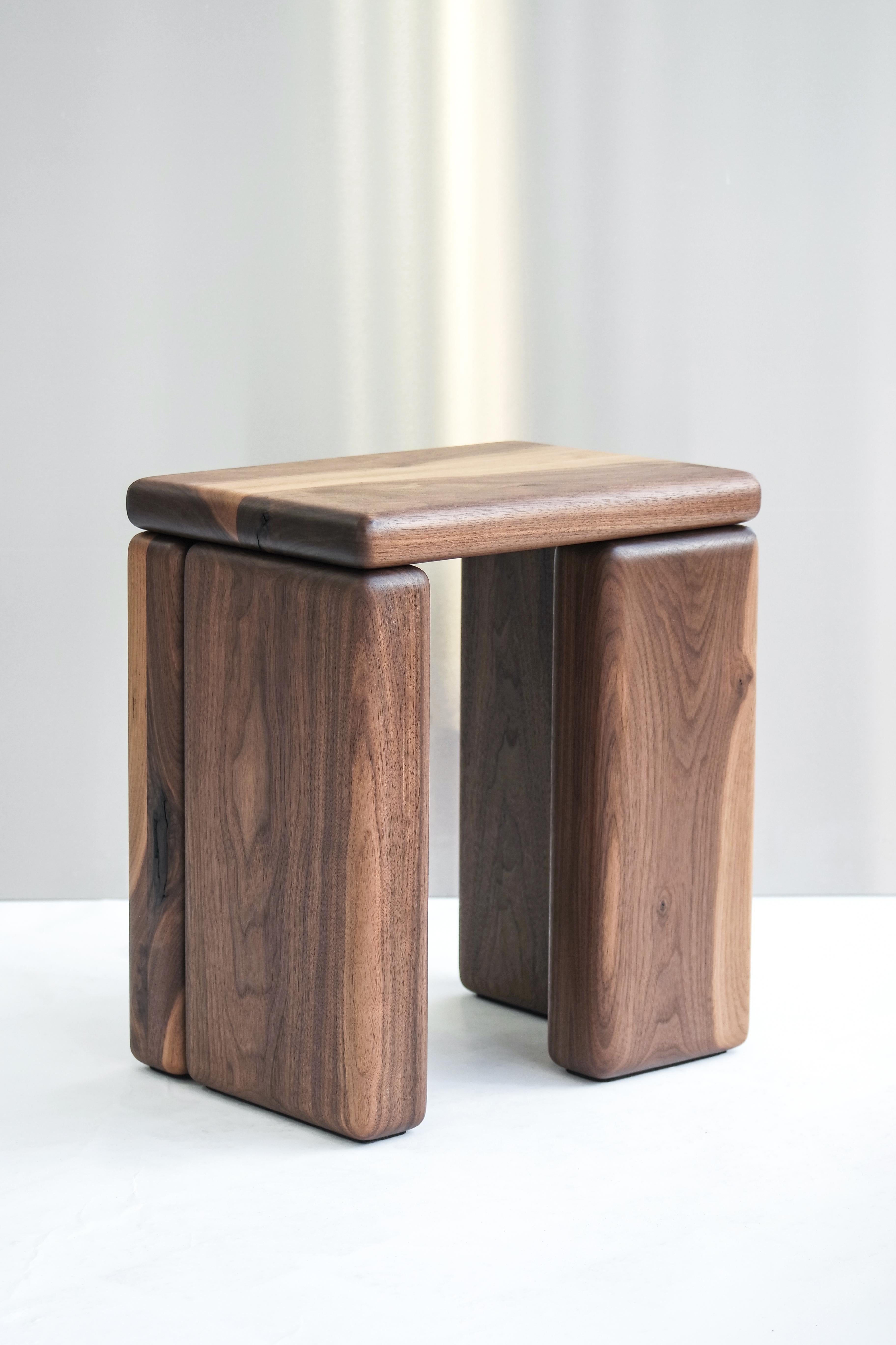 Timber Stool Walnut by Onno Adriaanse For Sale 1