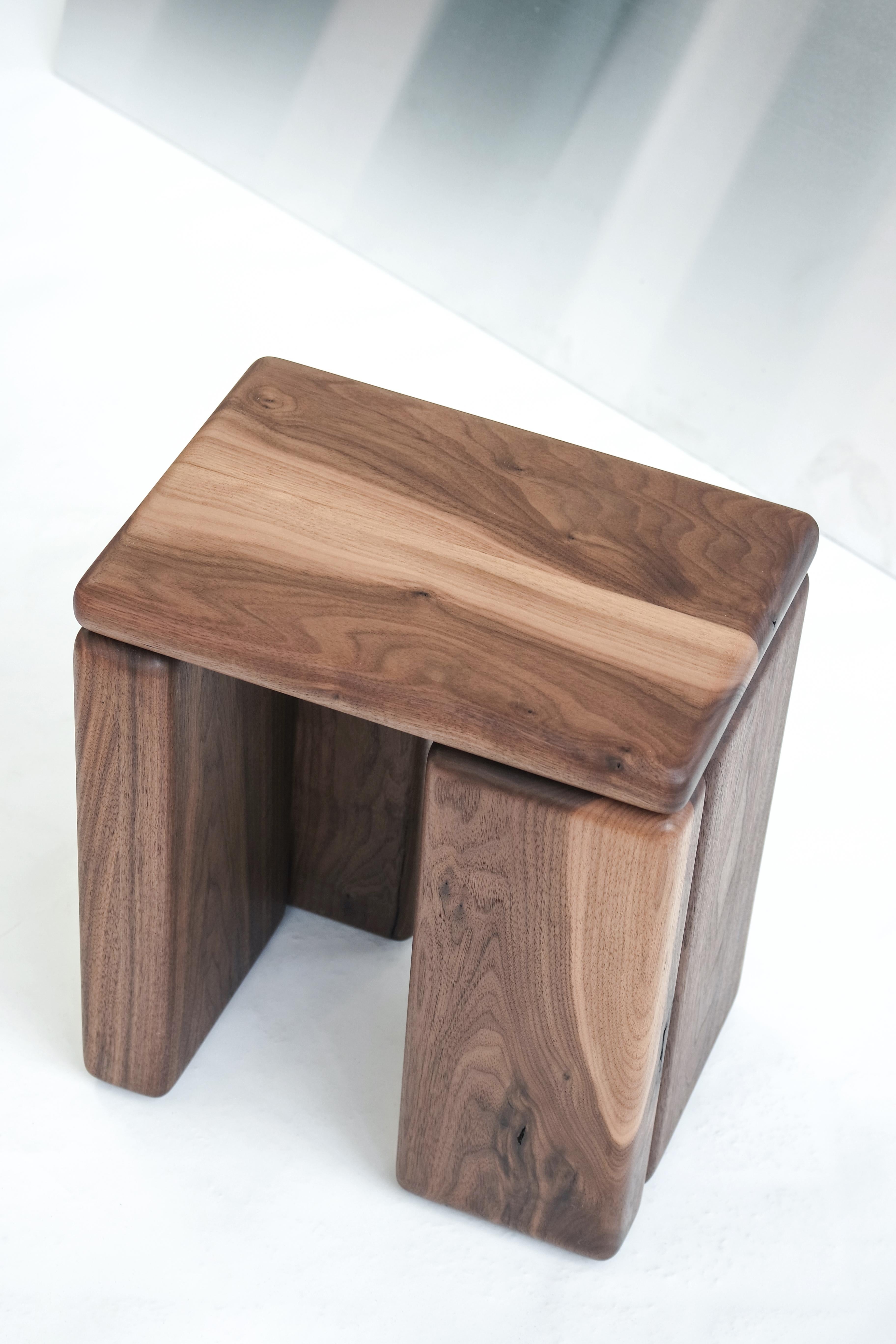 Timber Stool Walnut by Onno Adriaanse For Sale 2