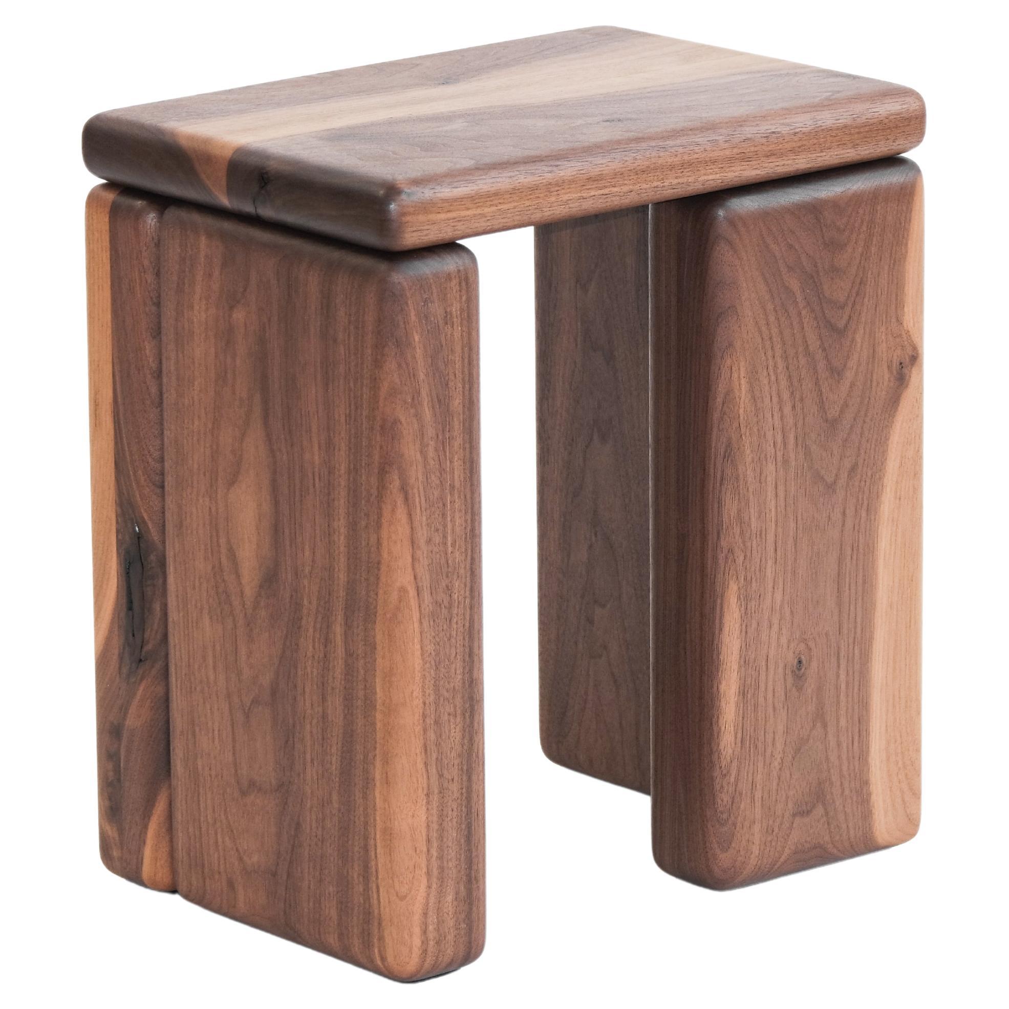 Timber Stool Walnut by Onno Adriaanse For Sale
