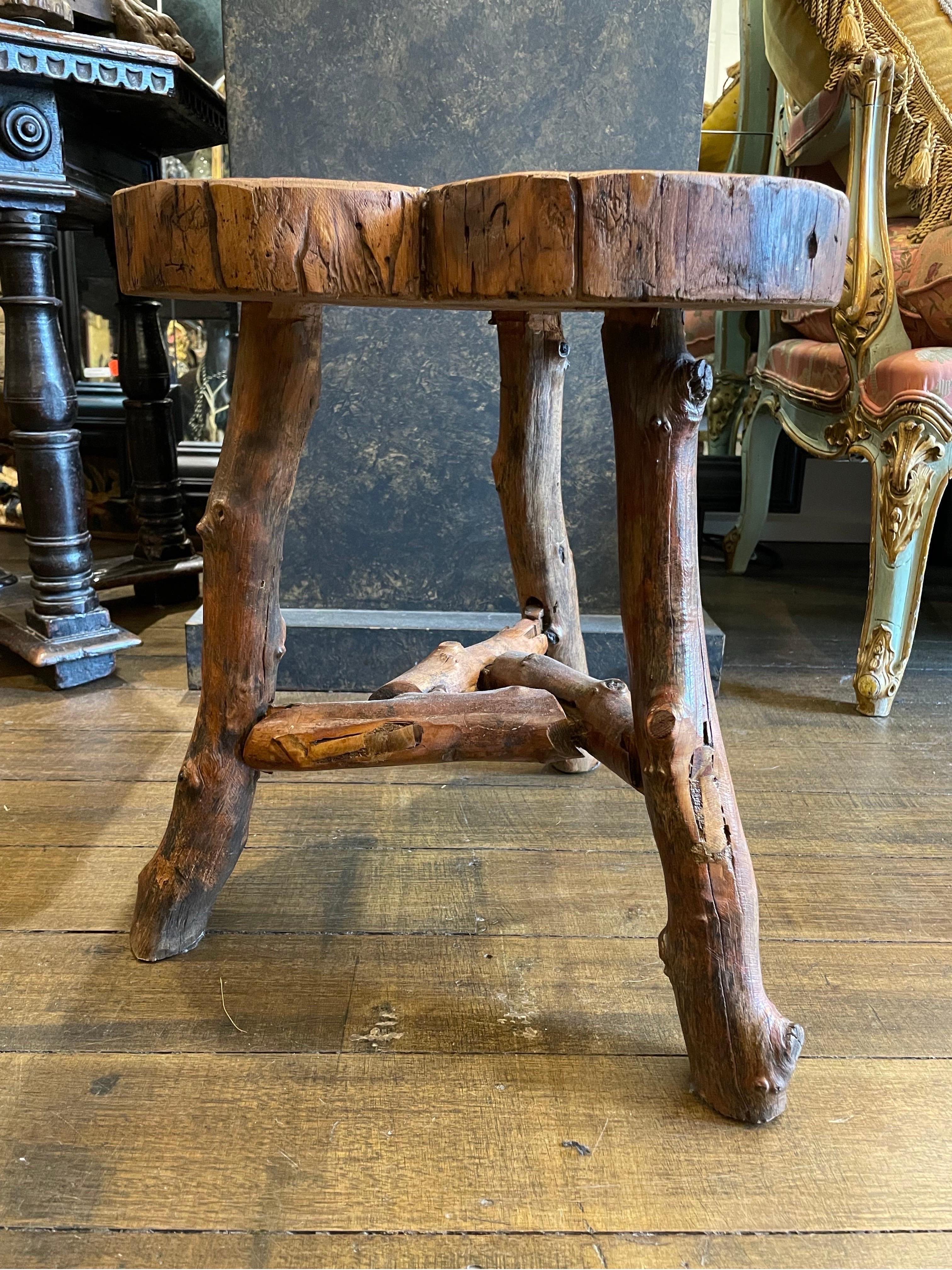 Rustic Timber Trunk Stool For Sale