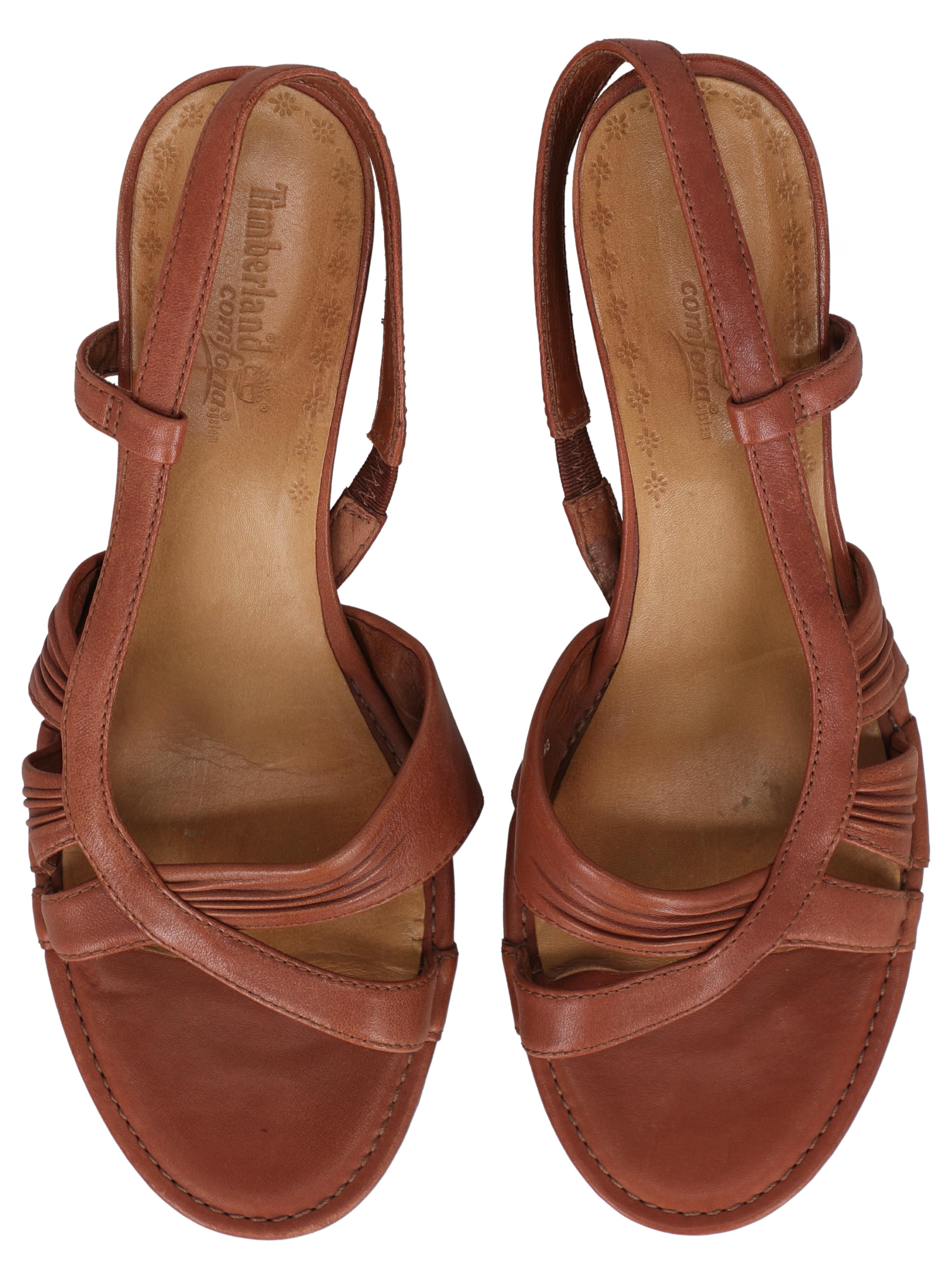 Timberland Women  Sandals Brown Leather US 8.5 In Fair Condition For Sale In Milan, IT