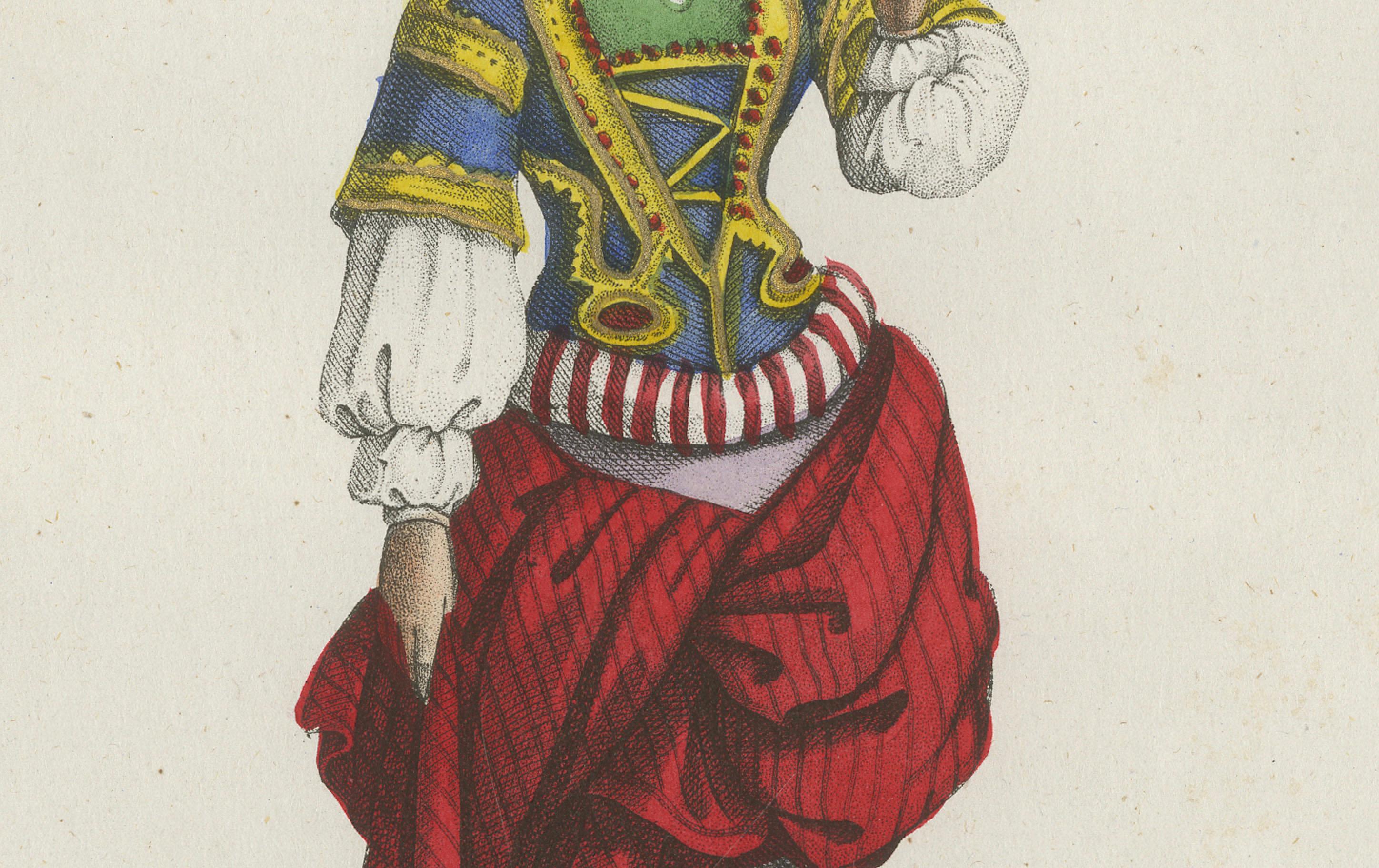 French Timbuktu Woman Costume Print – Antique Hand-Colored Lithograph, 1854 For Sale