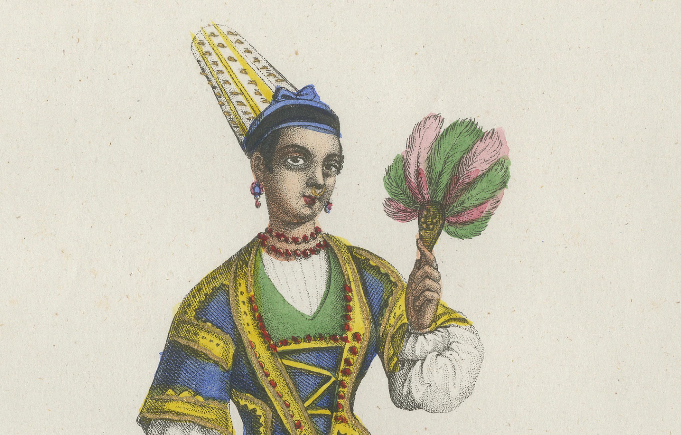 Timbuktu Woman Costume Print – Antique Hand-Colored Lithograph, 1854 In Good Condition For Sale In Langweer, NL