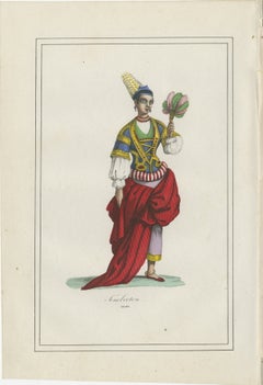 Timbuktu Woman Costume Print – Antique Hand-Colored Lithograph, 1854