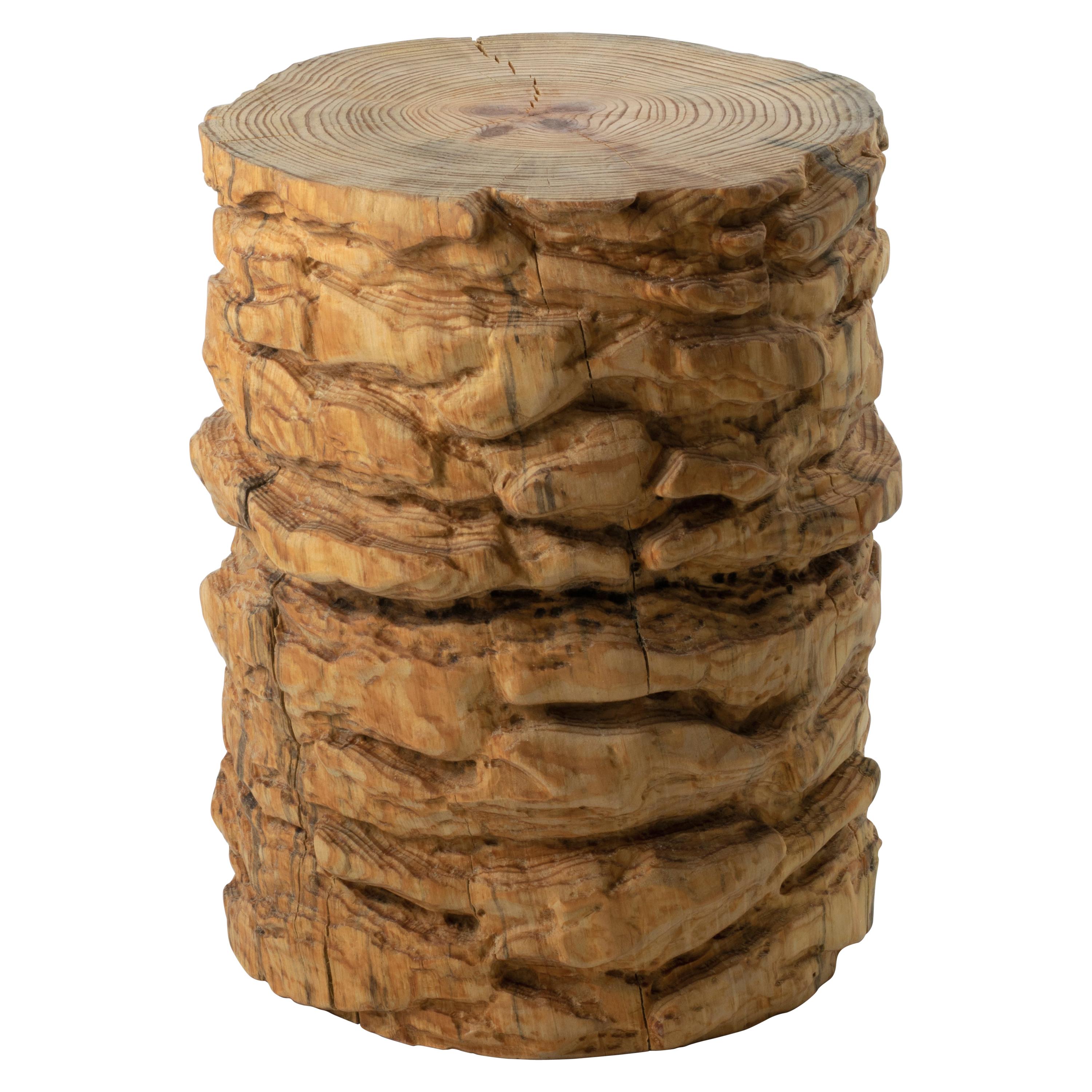 Tabouret / Table d'appoint 90° en bois de pin, finition Nature, par Timbur