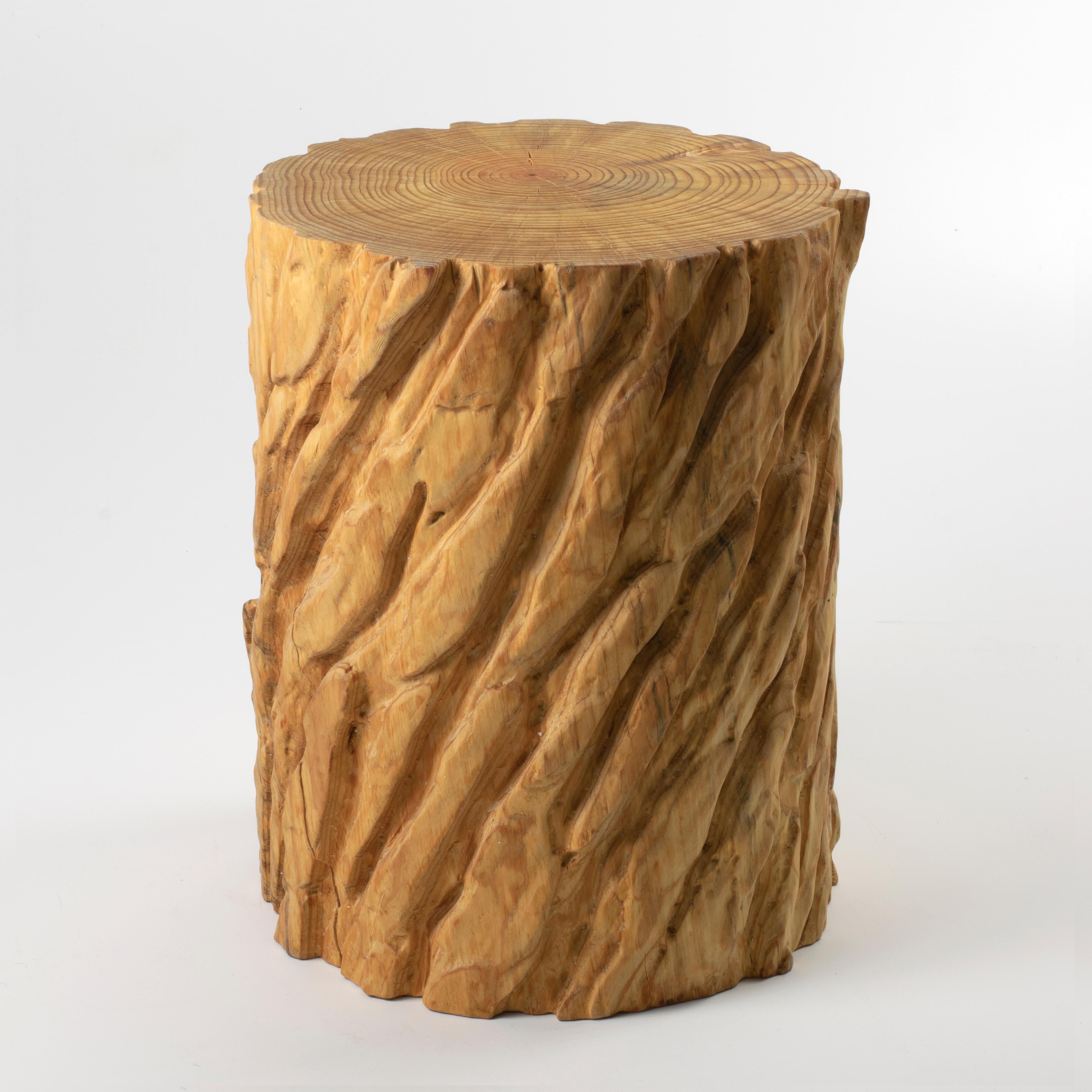 American Bark Map Stool, Set of 3 by Timbur, Represented by Tuleste Factory For Sale