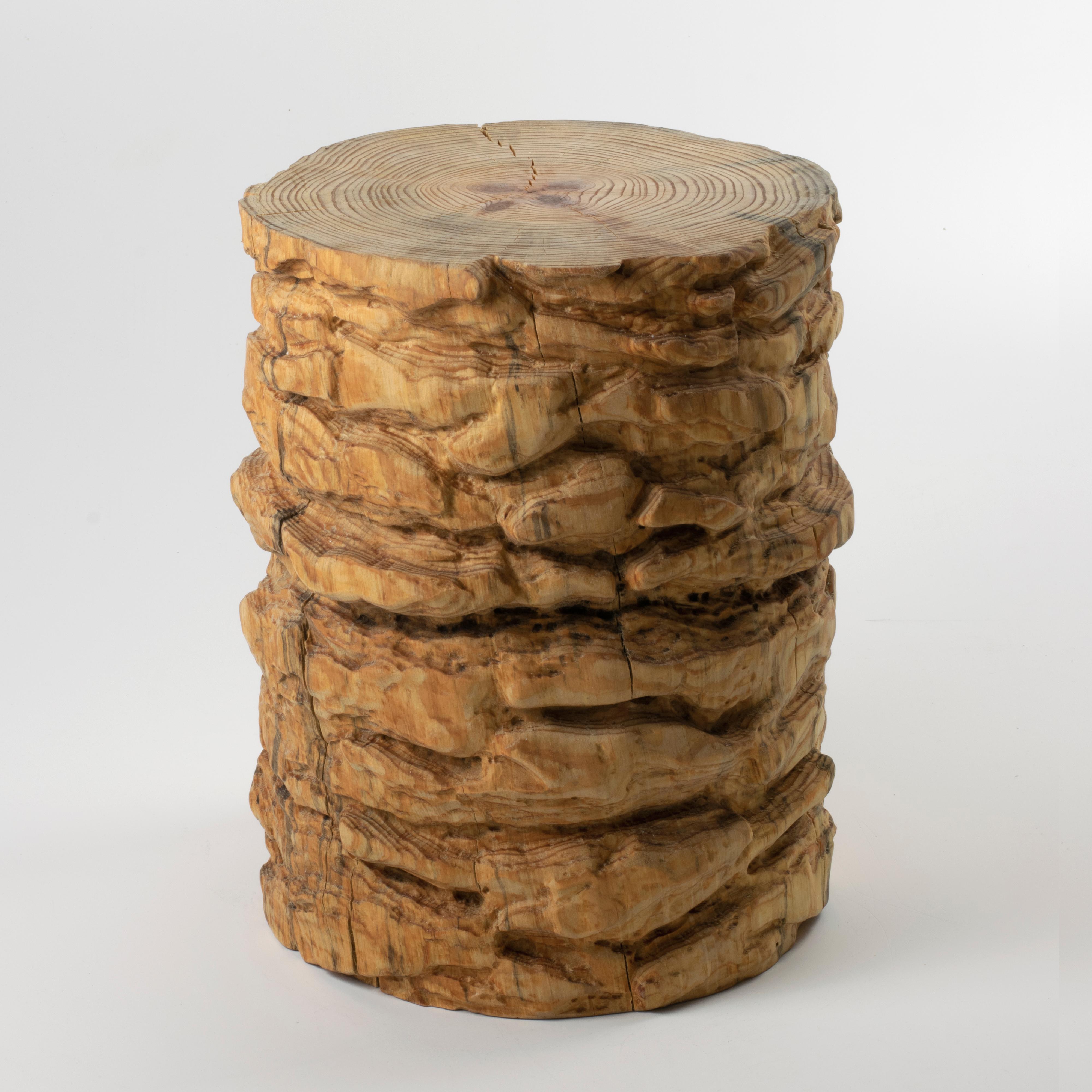 Machine-Made Bark Map Stool, Set of 3 by Timbur, Represented by Tuleste Factory