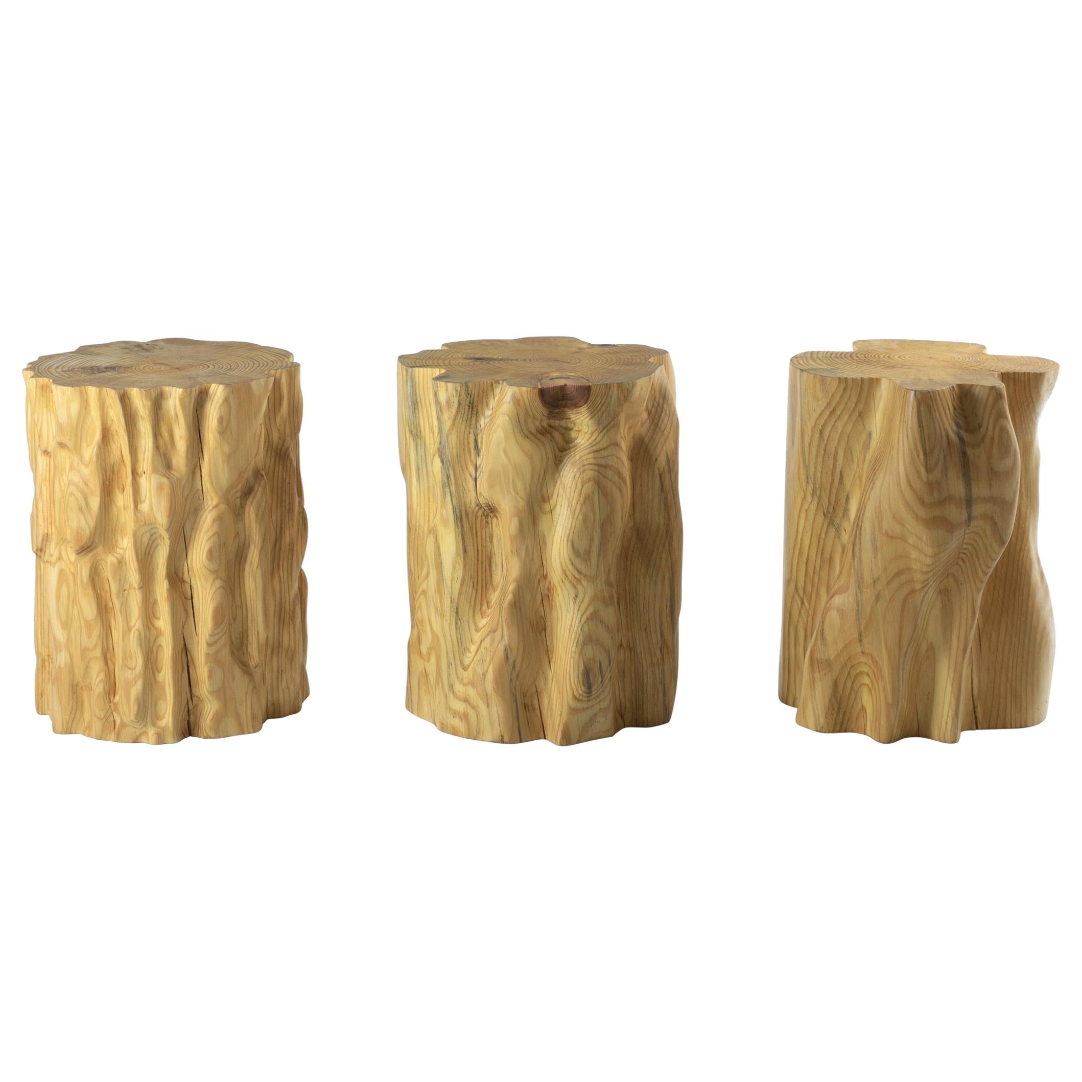 Bark Scale Stool, Set of 3 by Timbur, Represented by Tuleste Factory