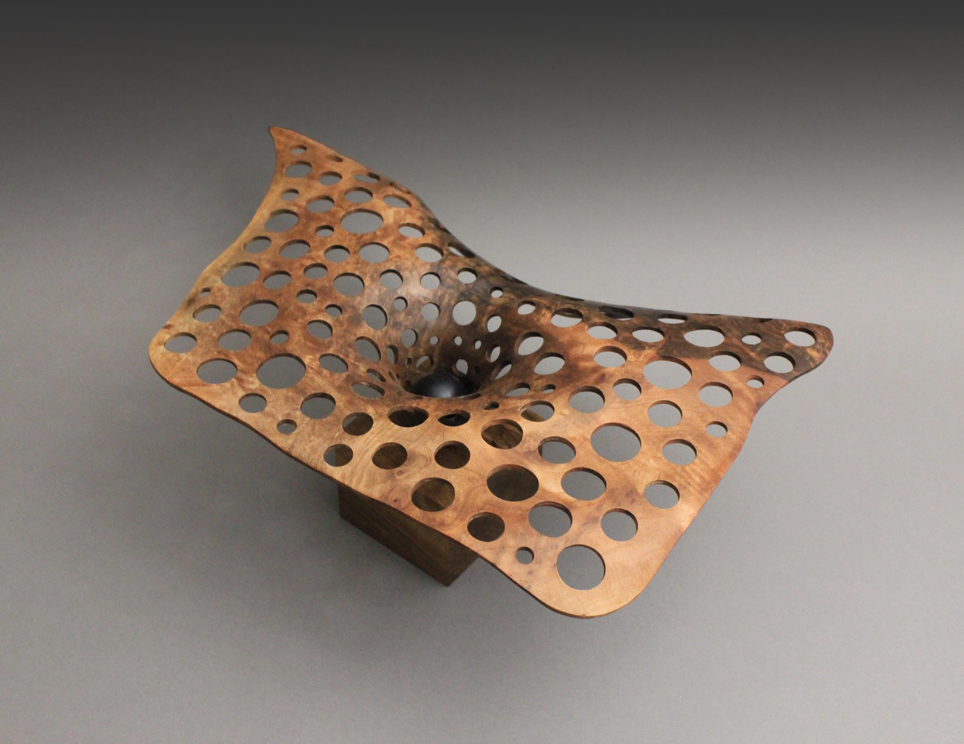 Hand-Crafted Time and Space II, Walnut and Ebony wood sculpture by Nairi Safaryan For Sale