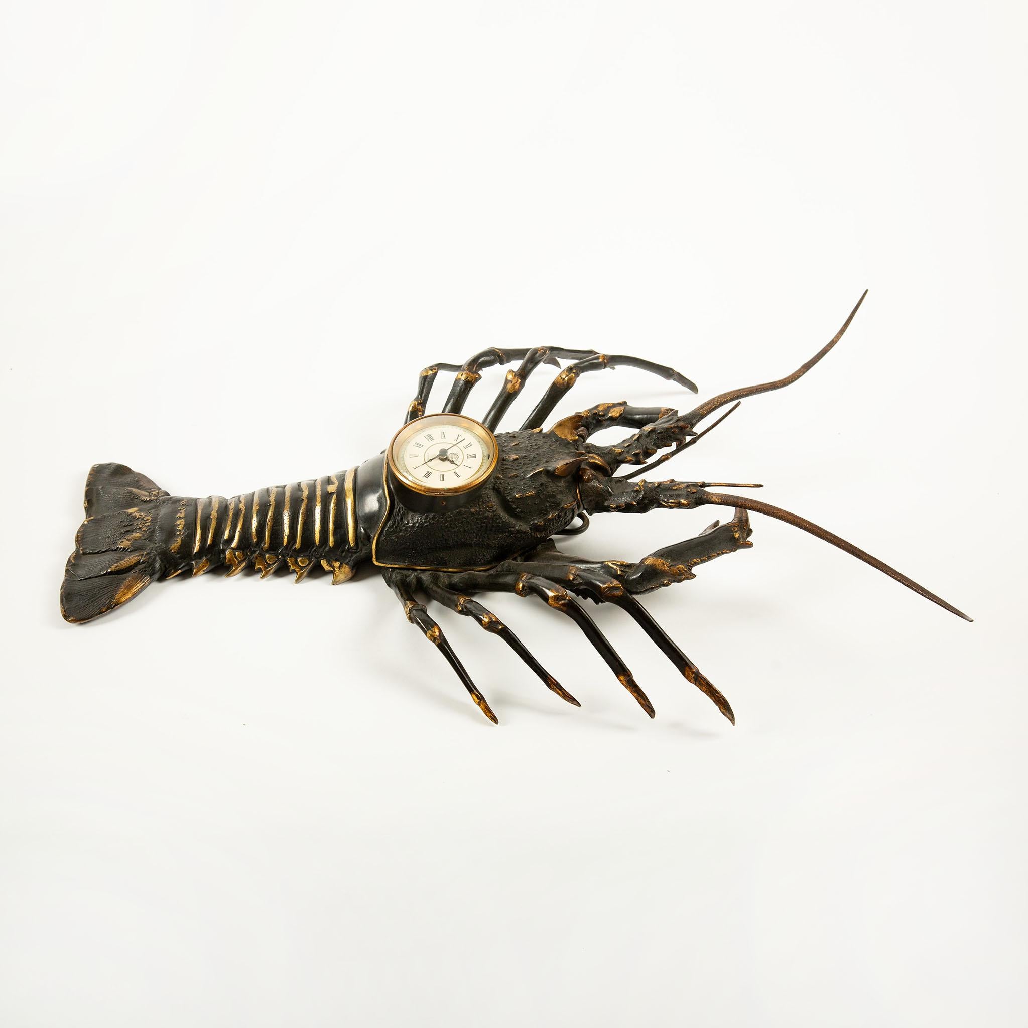 French Time Crawls: A Bronze Lobster Clock from Early 20th-Century France For Sale
