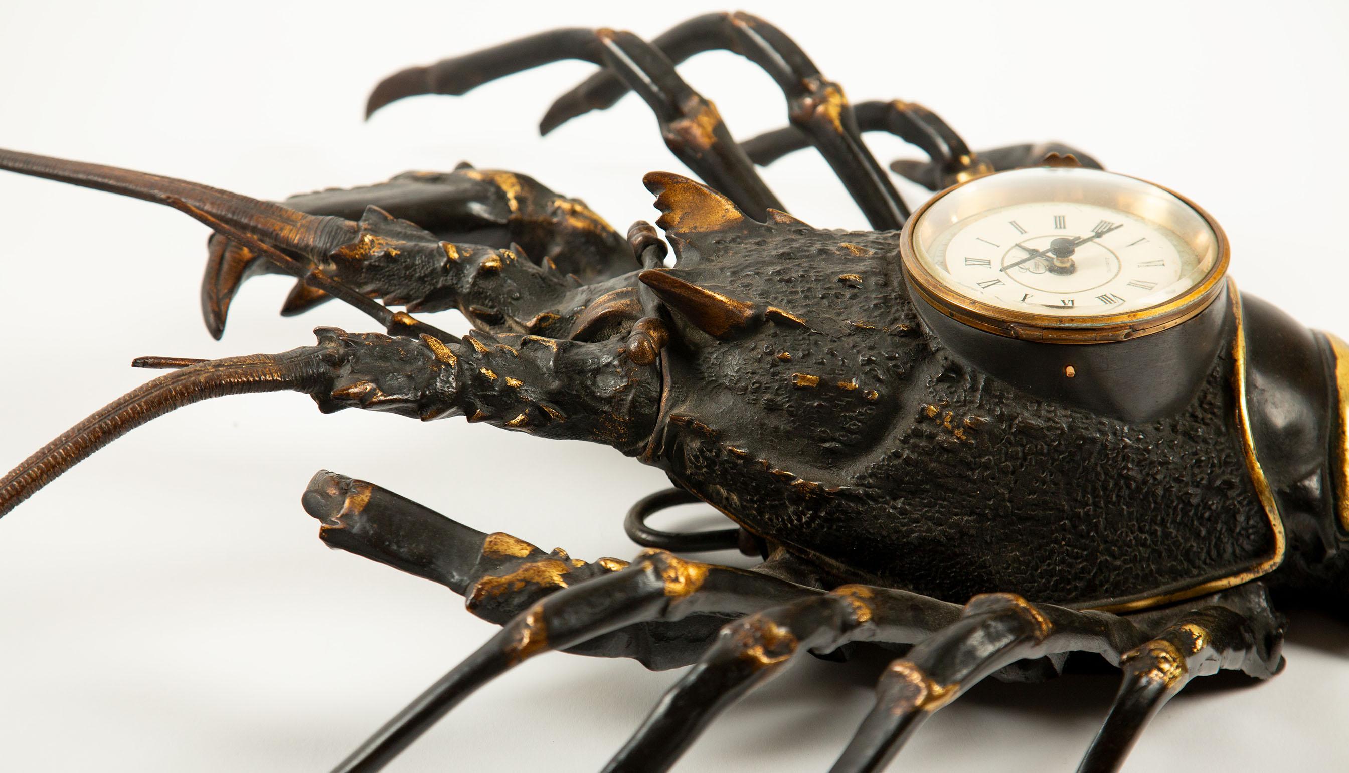 Time Crawls: A Bronze Lobster Clock from Early 20th-Century France For Sale 1