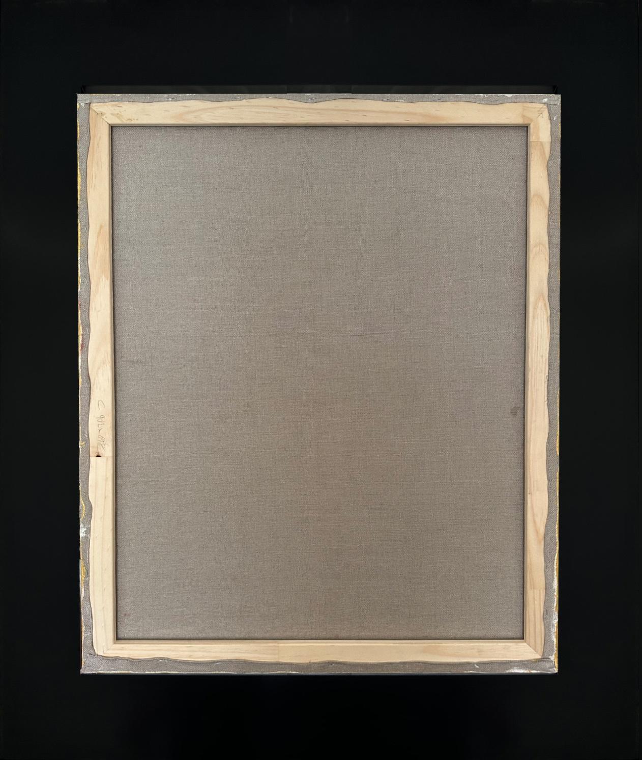 XXI secolo e contemporaneo Pittura contemporanea olio su tela con cornice in legno e foglia d'oro 24 carati 