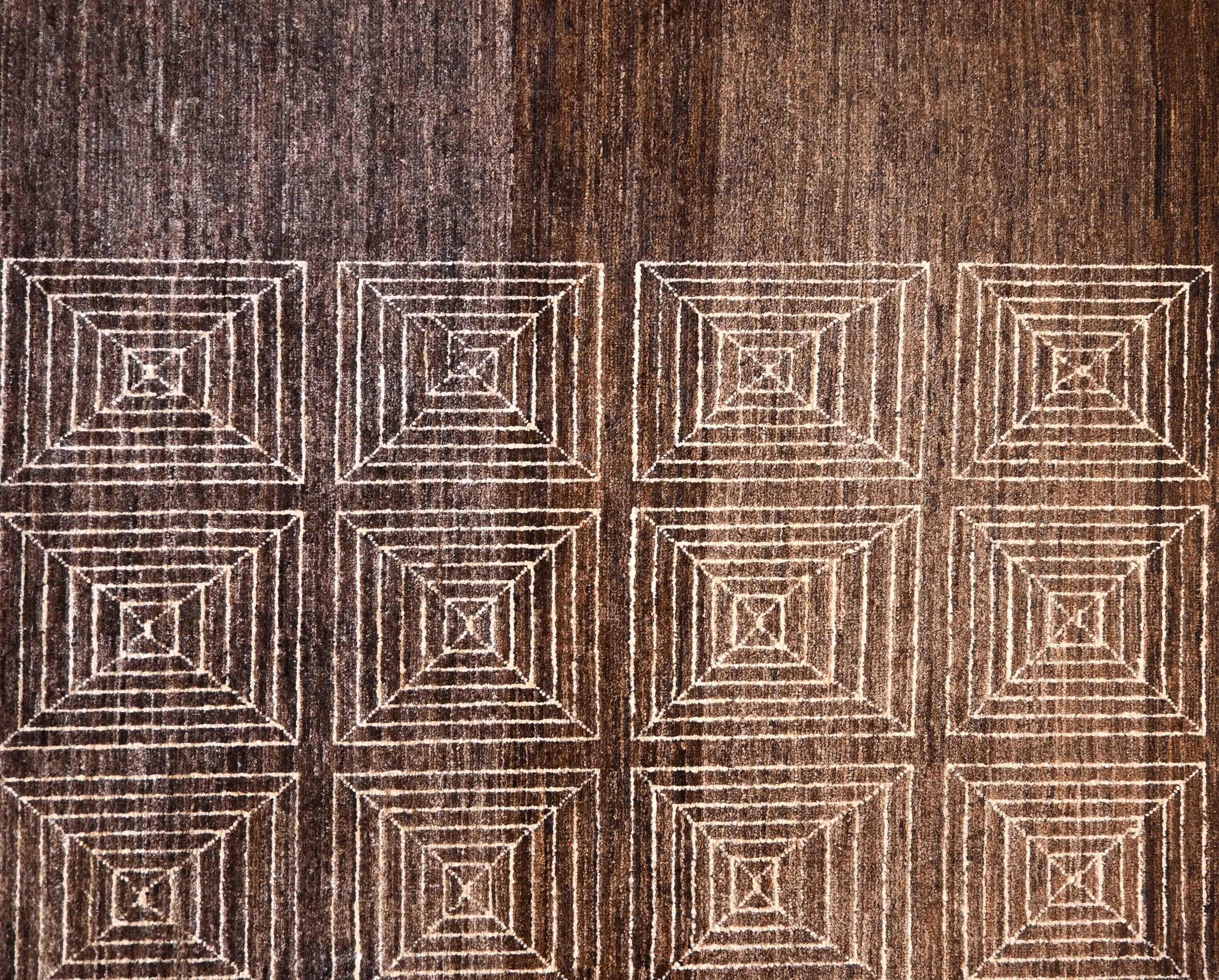 Hand-Woven Time Flows - French Art Deco Rug, Circa 1940 - Wool Pile on Cotton - No. 1518 For Sale