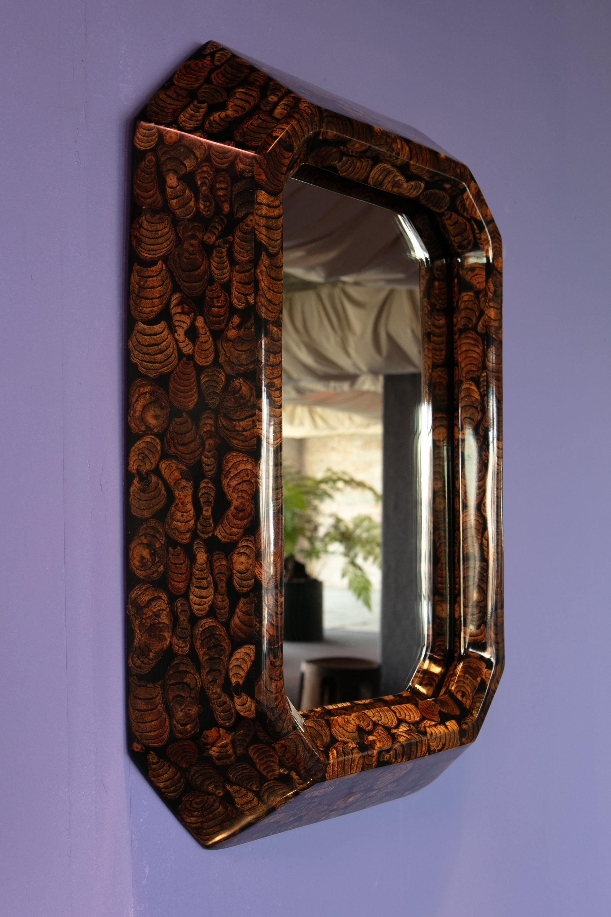 Colombian Time Further Mirror in Wood Branch Veneer by Andrea Vargas Dieppa For Sale