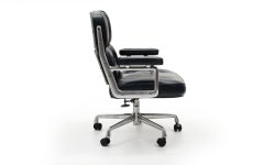 Time Life Executive Desk Chair by Charles and Ray Eames. Dark Gray Blue Leather