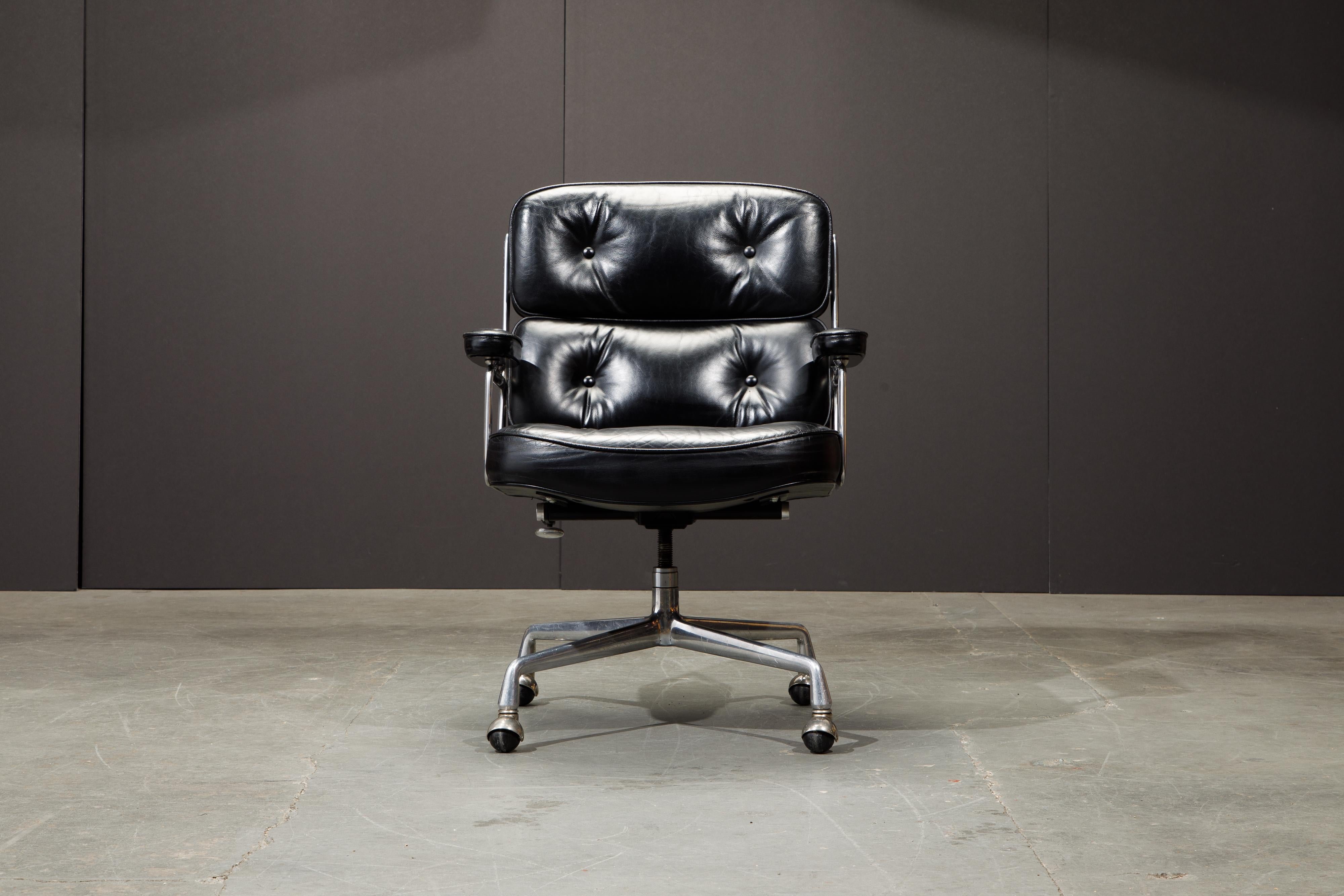 The ultimate desk chair and timeless classic by Charles and Ray Eames for Herman Miller. This early production collectors example of the Time Life 'Executive' chair was originally designed for the Time Life building hence the chair's name. This Time