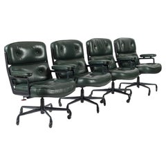 Time Life Green Leather Office Chairs by Eames for Herman Miller 1996