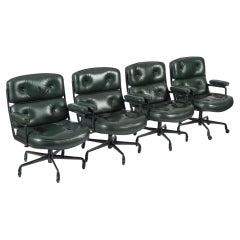Time Life Green Leather Office Chairs by Eames for Herman Miller 1996, Set of 4