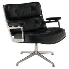 Time Life Swivel Lounge / Lobby Chair by Charles and Ray Eames, Black Leather