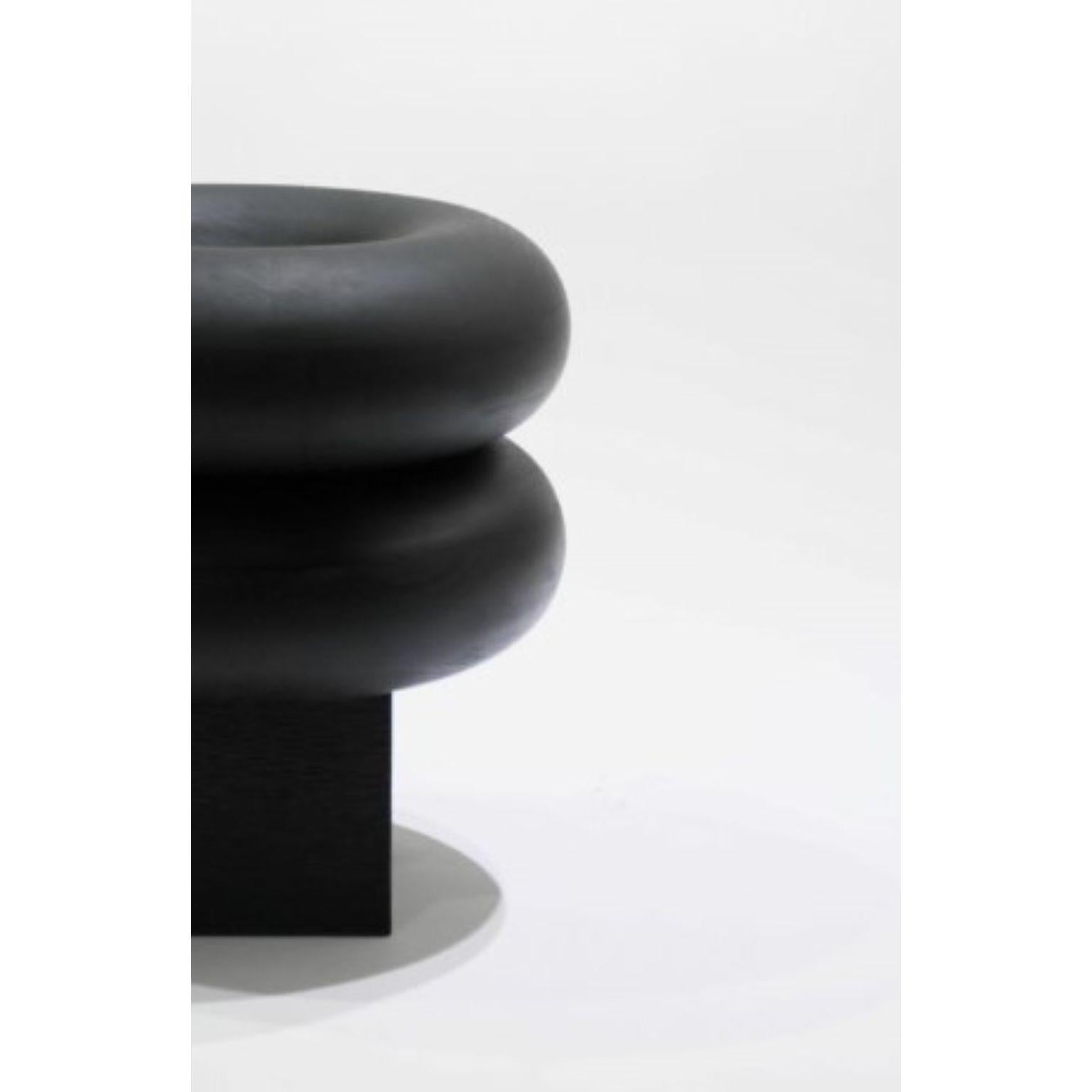 Carved Unique Dark Black Wood Seating Decorative Time of Action No. 21-2, Chaeyoung Lee For Sale