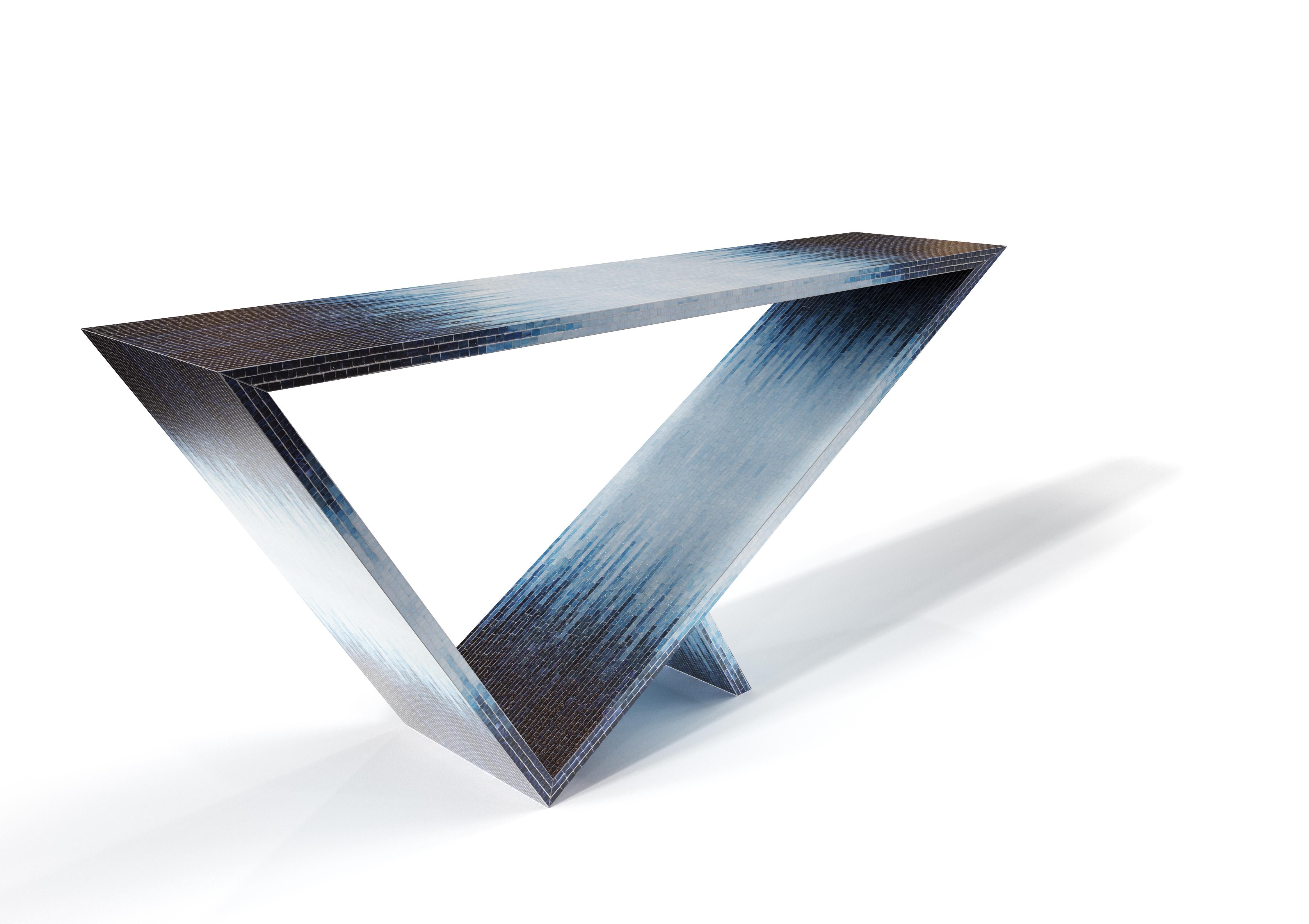 American Time/Space Portal Blue Ombre Console #1 by Neal Aronowitz Design For Sale