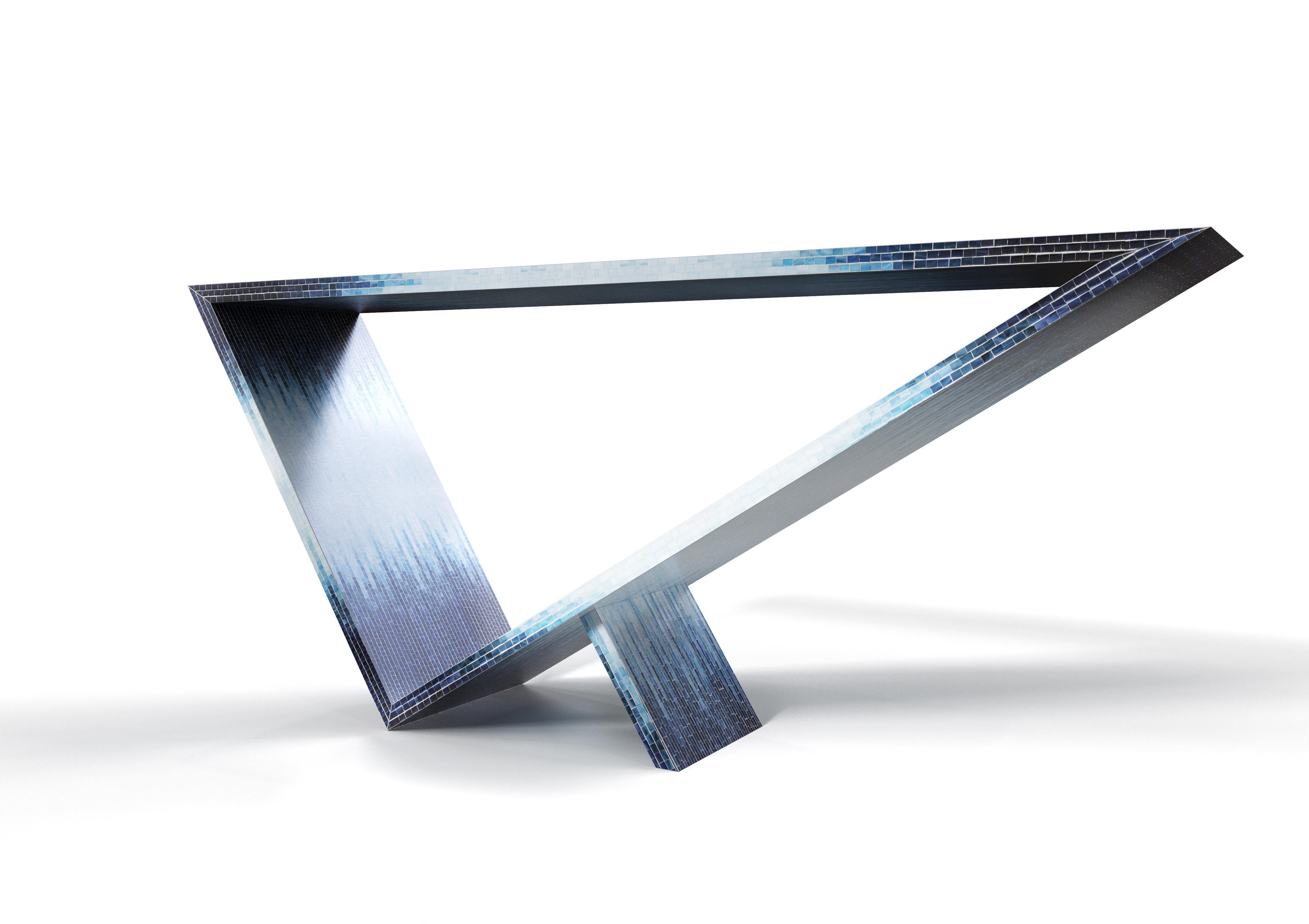 Contemporary Time/Space Portal Blue Ombre Console #1 by Neal Aronowitz Design For Sale