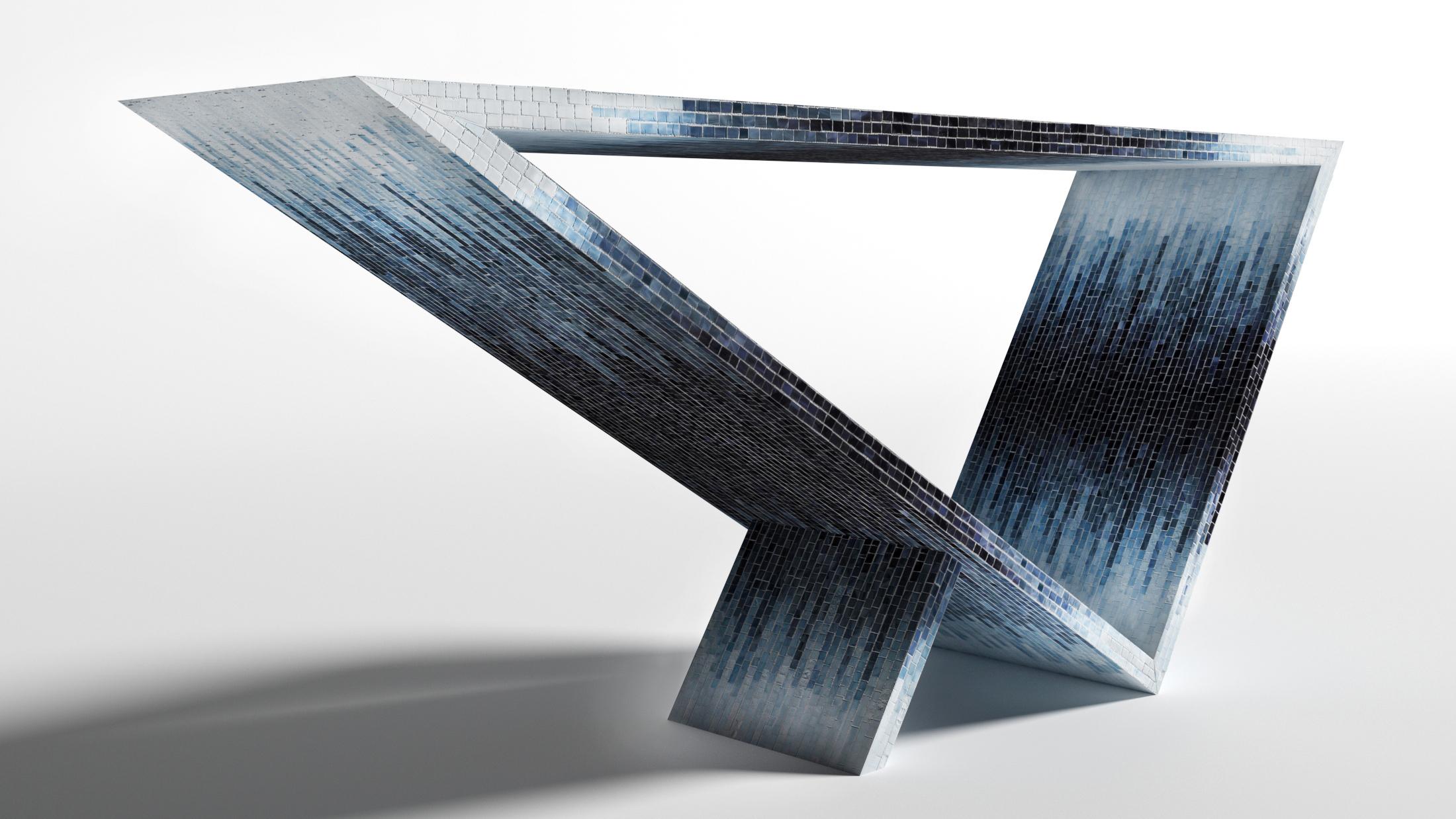 Post-Modern Time/Space Portal Blue Ombre Console #2 by Neal Aronowitz Design For Sale