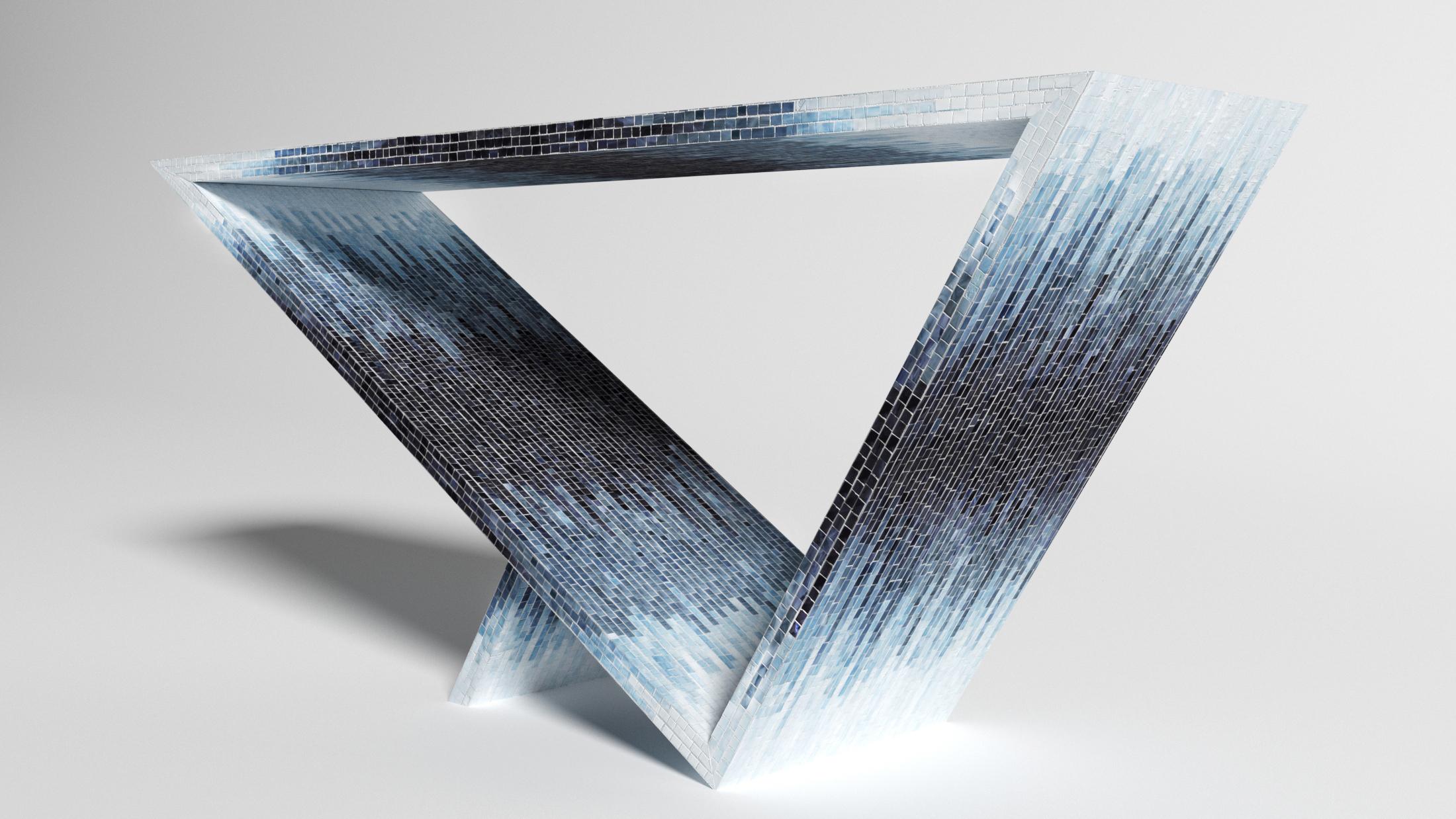 Contemporary Time/Space Portal Blue Ombre Console #2 by Neal Aronowitz Design For Sale
