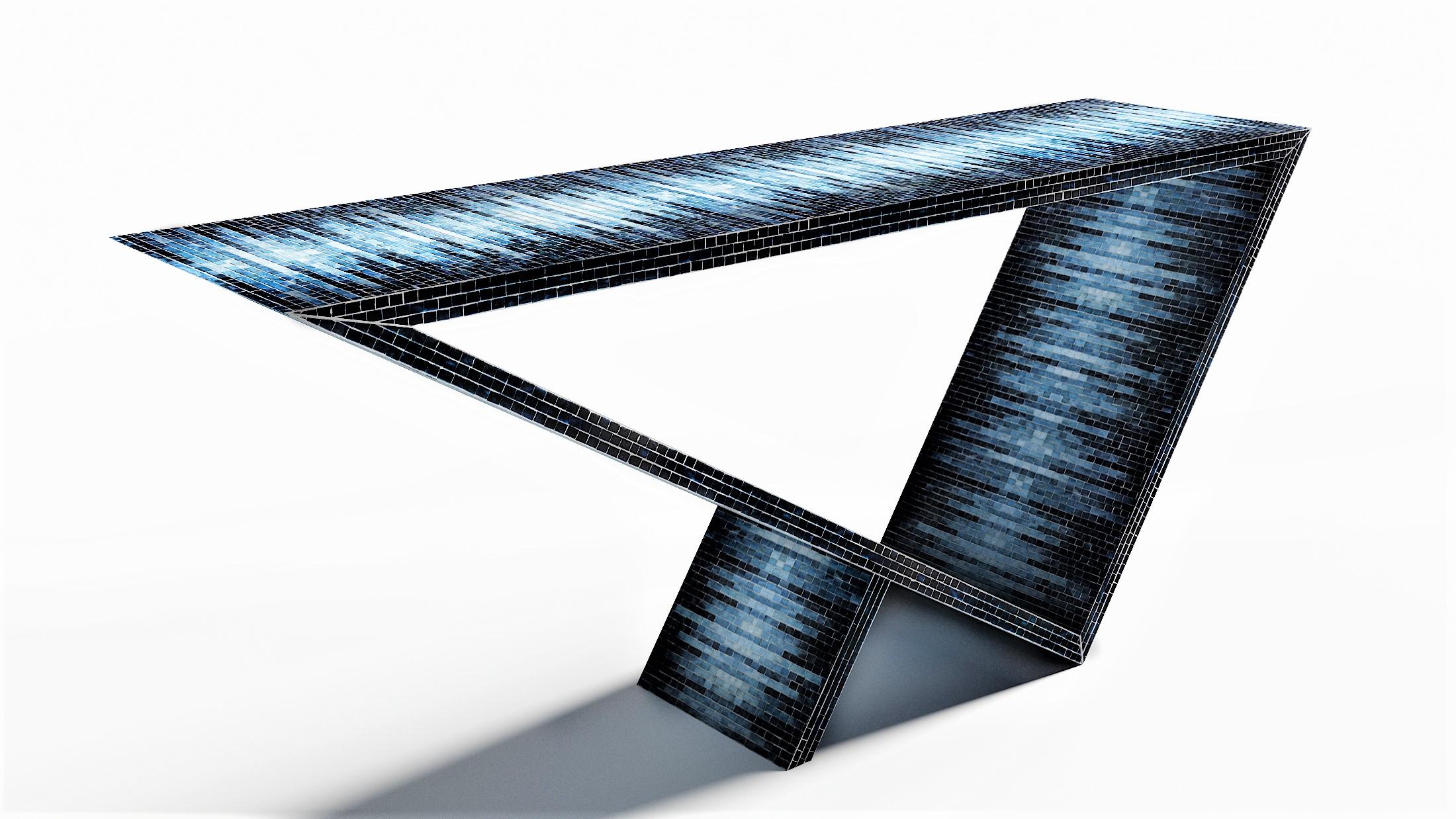 American Time/Space Portal Blue Ombre Console #3 by Neal Aronowitz Design For Sale