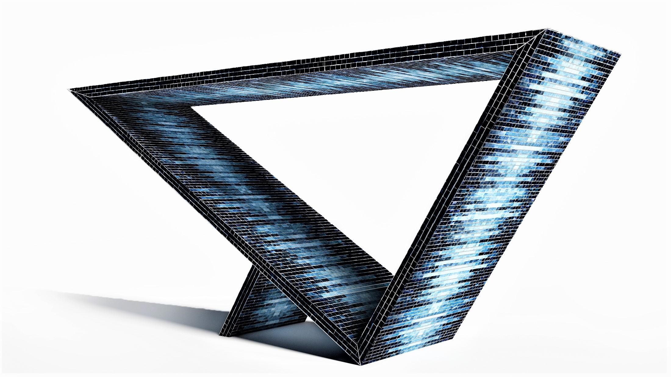 Contemporary Time/Space Portal Blue Ombre Console #3 by Neal Aronowitz Design For Sale