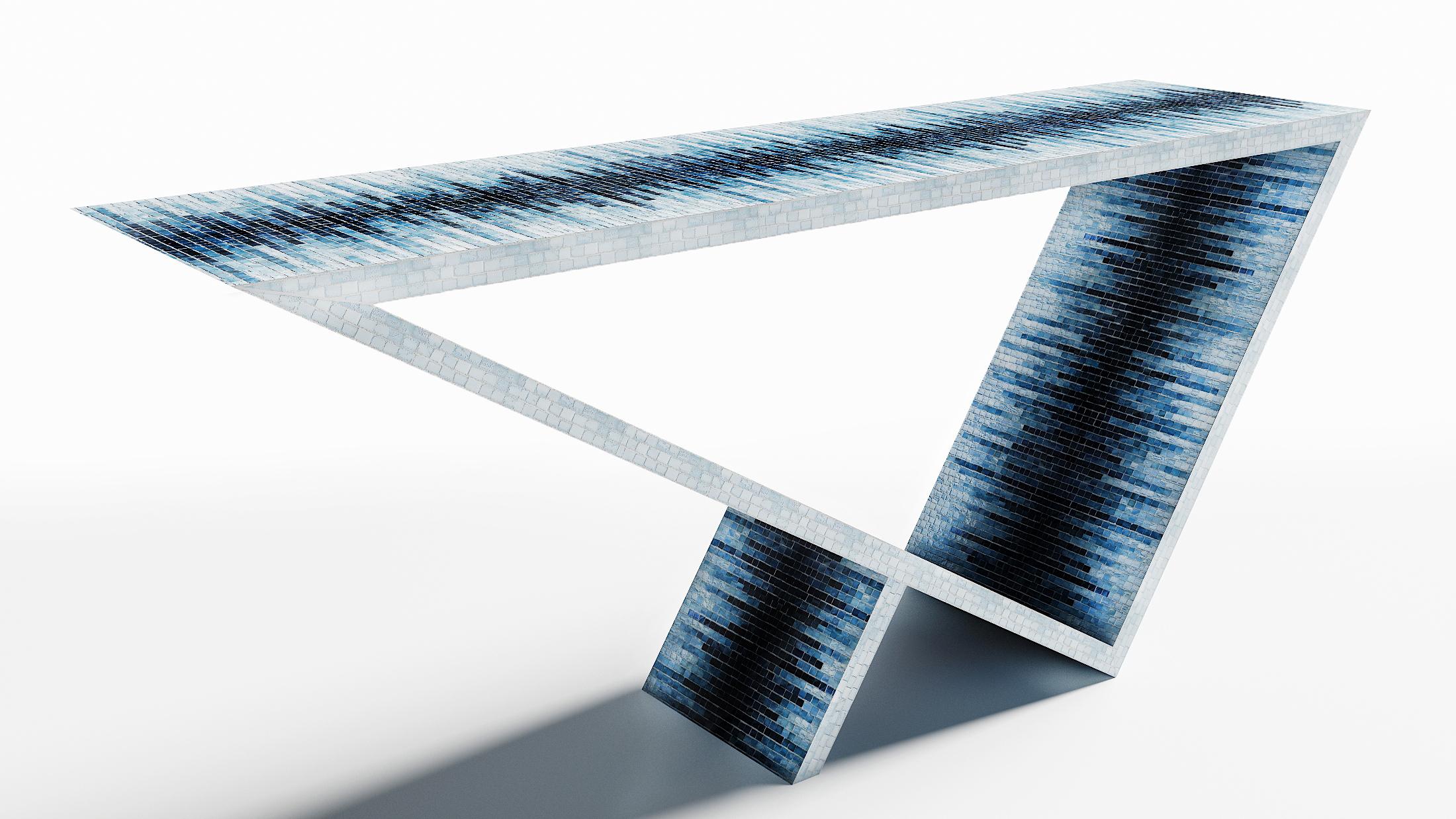 Post-Modern Time/Space Portal Blue Ombre Console #4 by Neal Aronowitz Design For Sale
