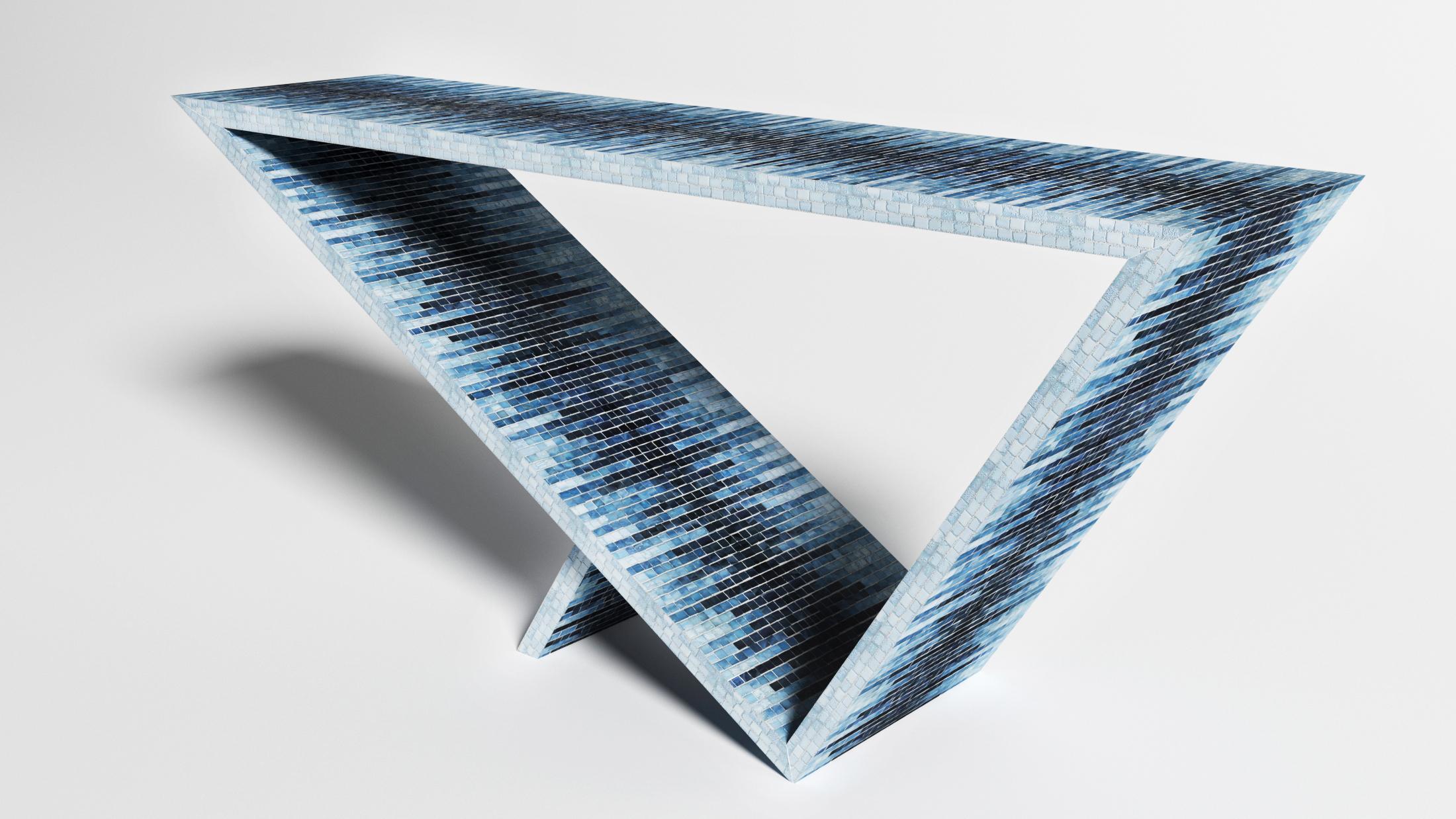 American Time/Space Portal Blue Ombre Console #4 by Neal Aronowitz Design For Sale