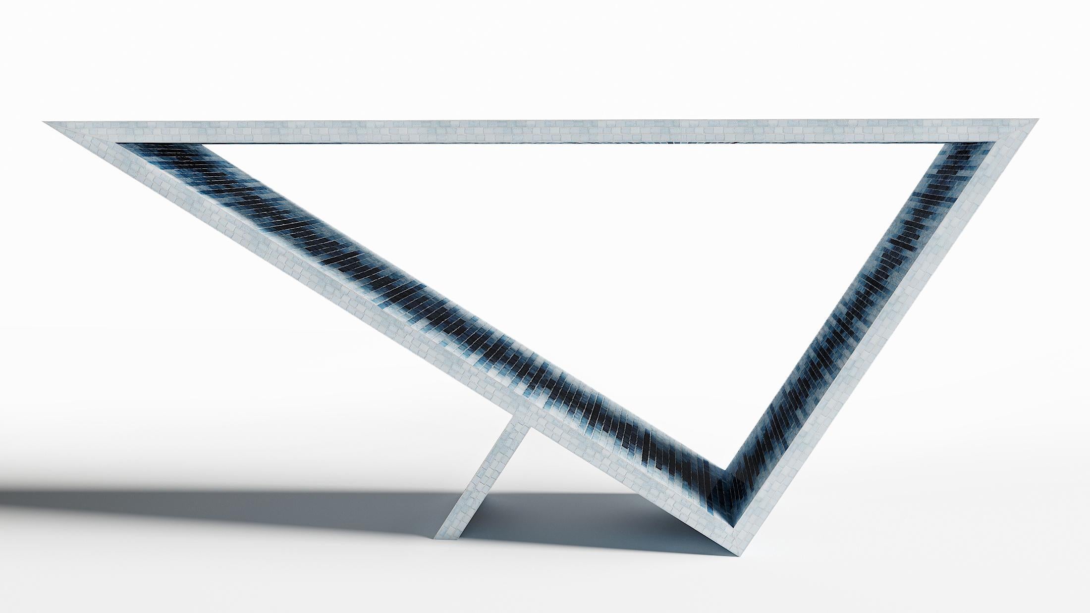 Contemporary Time/Space Portal Blue Ombre Console #4 by Neal Aronowitz Design For Sale