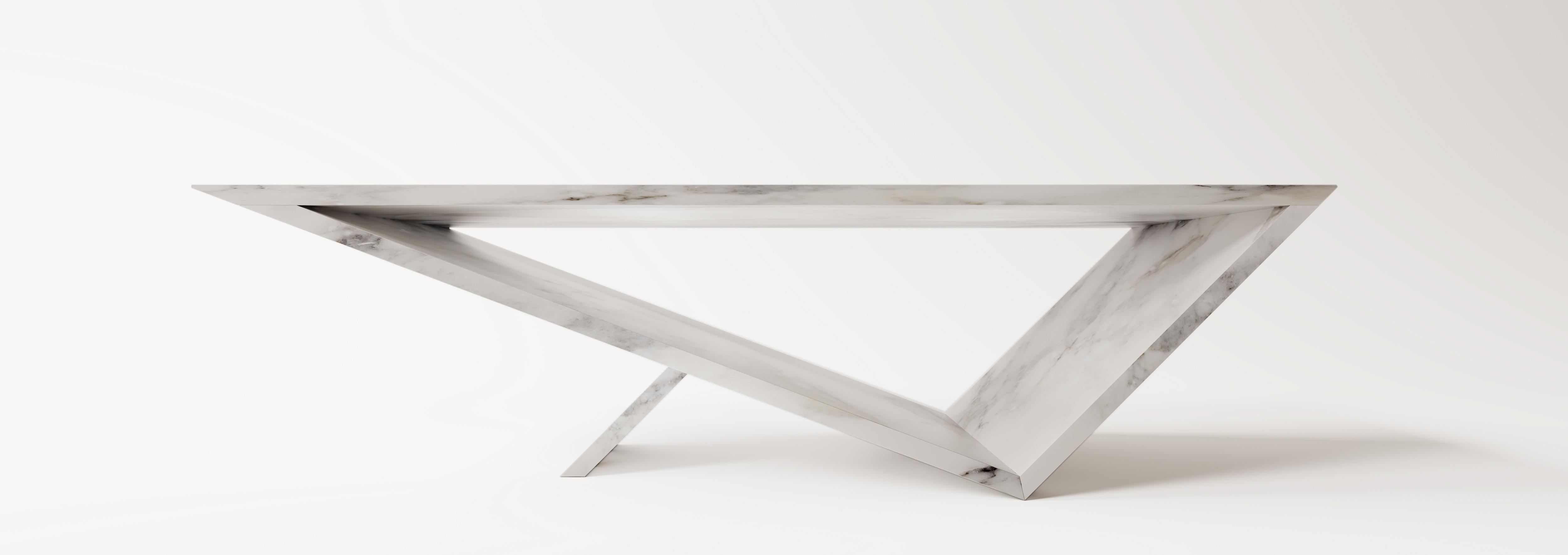 Time/space portal coffee table in Calacatta marble by Neal Aronowitz Design
Dimensions: D 167.7 x W 63.5 x H 45.7 cm
Materials: Calacatta Marble.
This table can also be made in other finishes and types of stone. Please contact us.

The